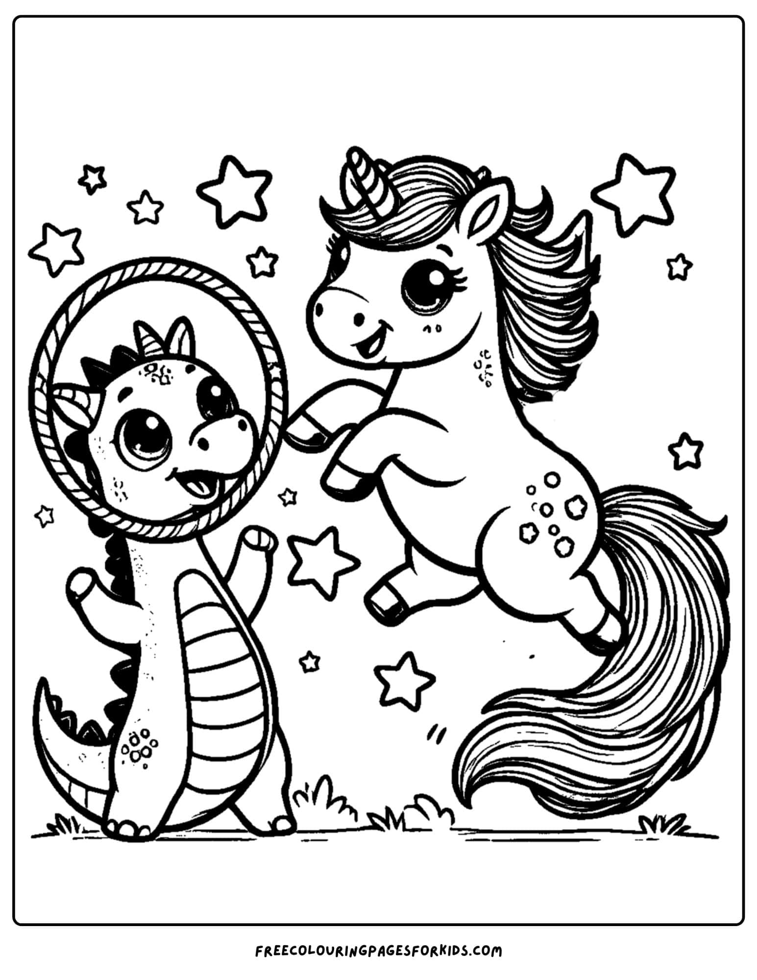 a unicorn jumping through a hoop