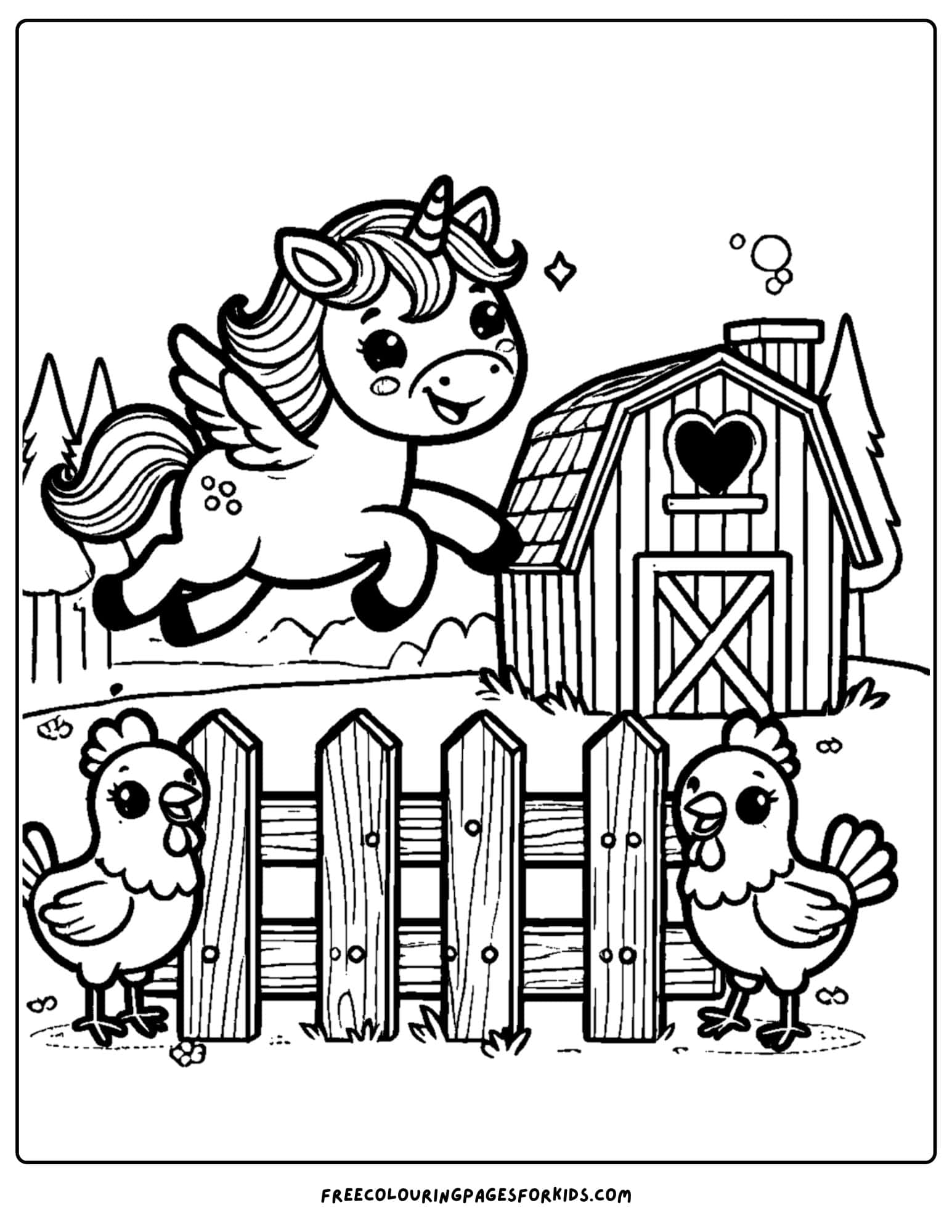 a unicorn on a farm