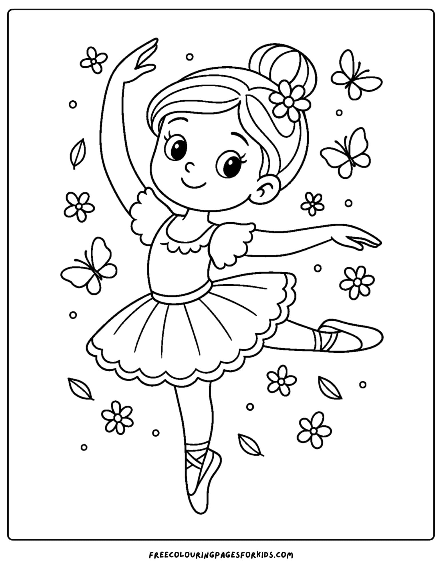 a ballerina dancing with butterflies around