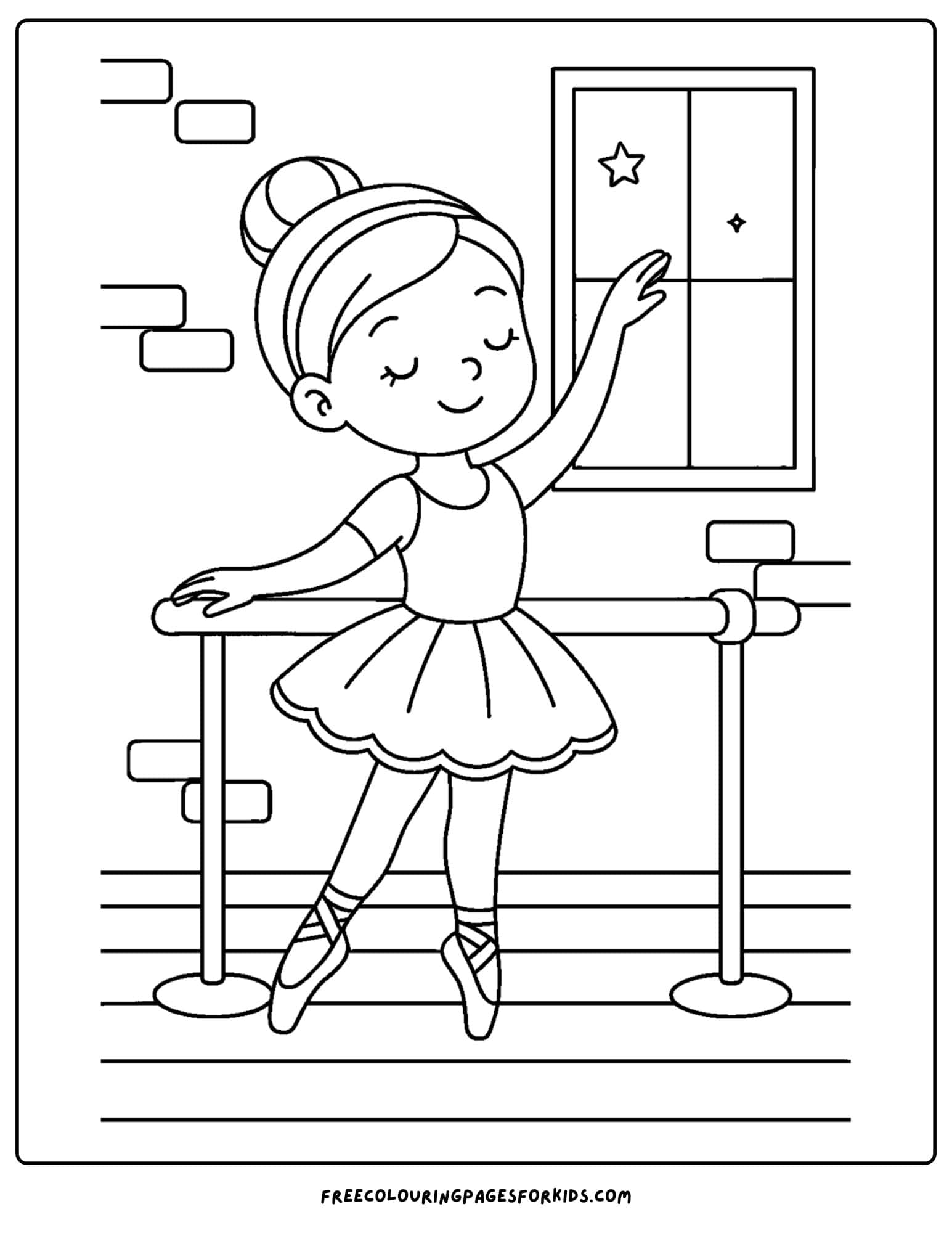 a ballerina warming up on the barre in the studio
