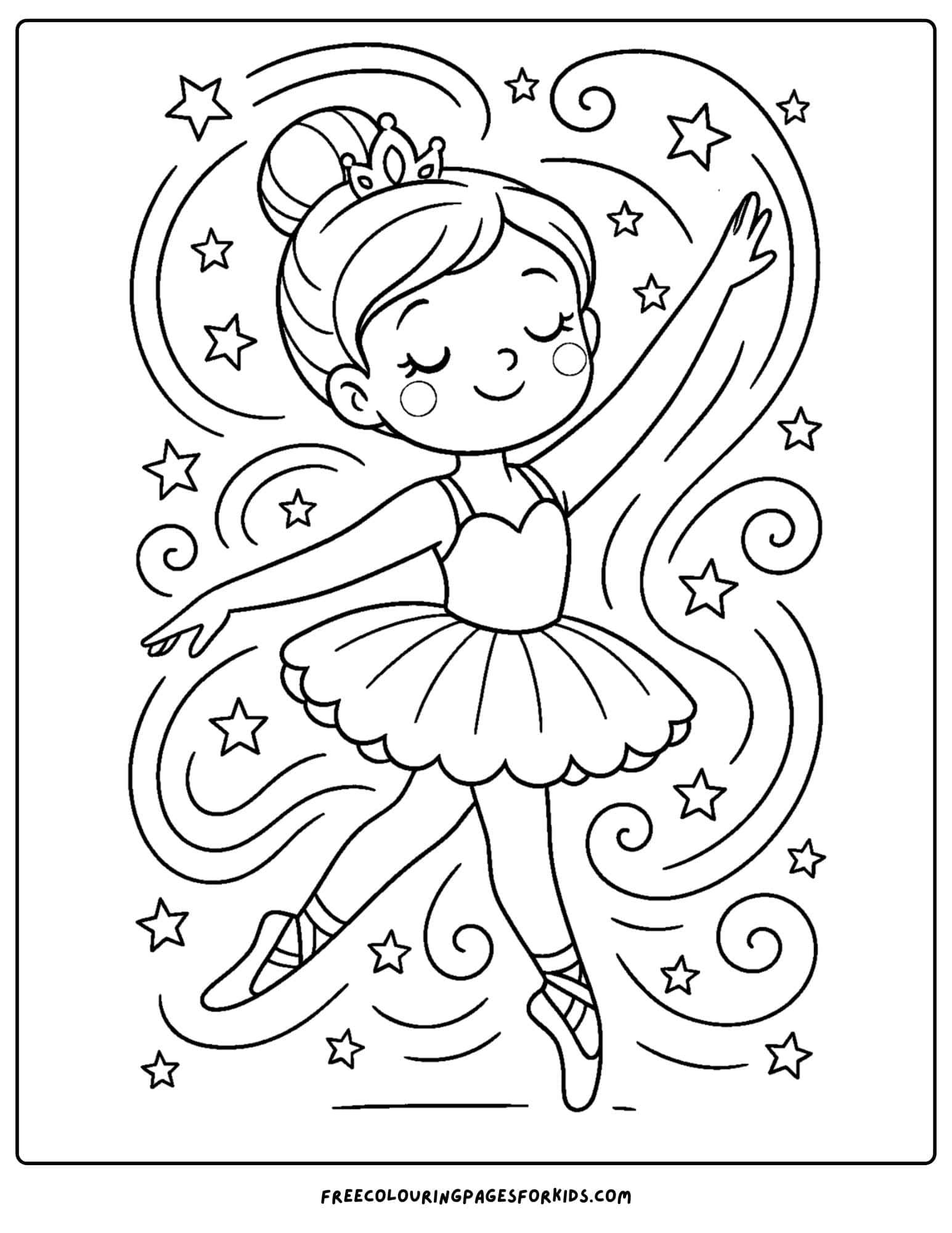 a ballerina twirling with stars around