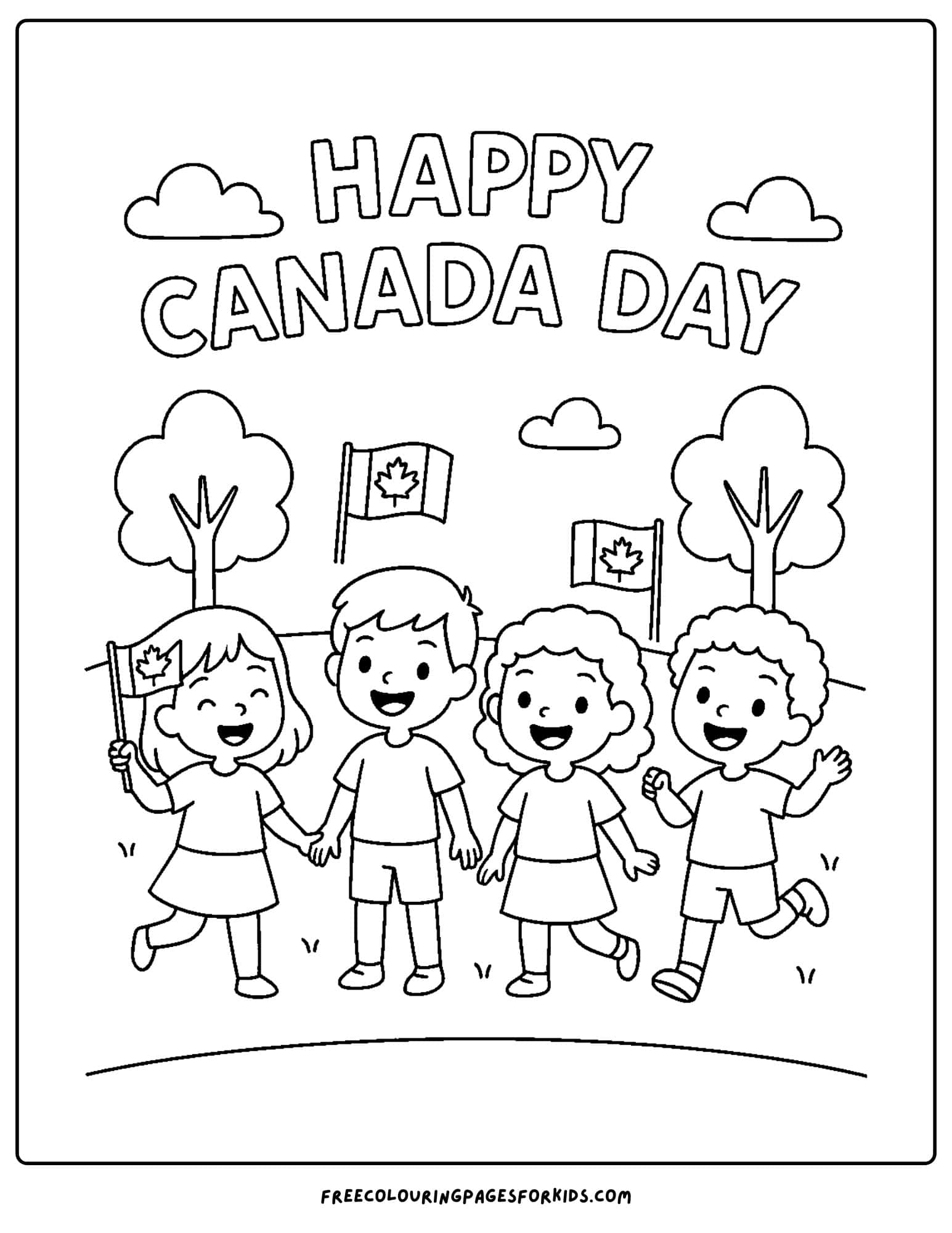 kid waving flags for canada day