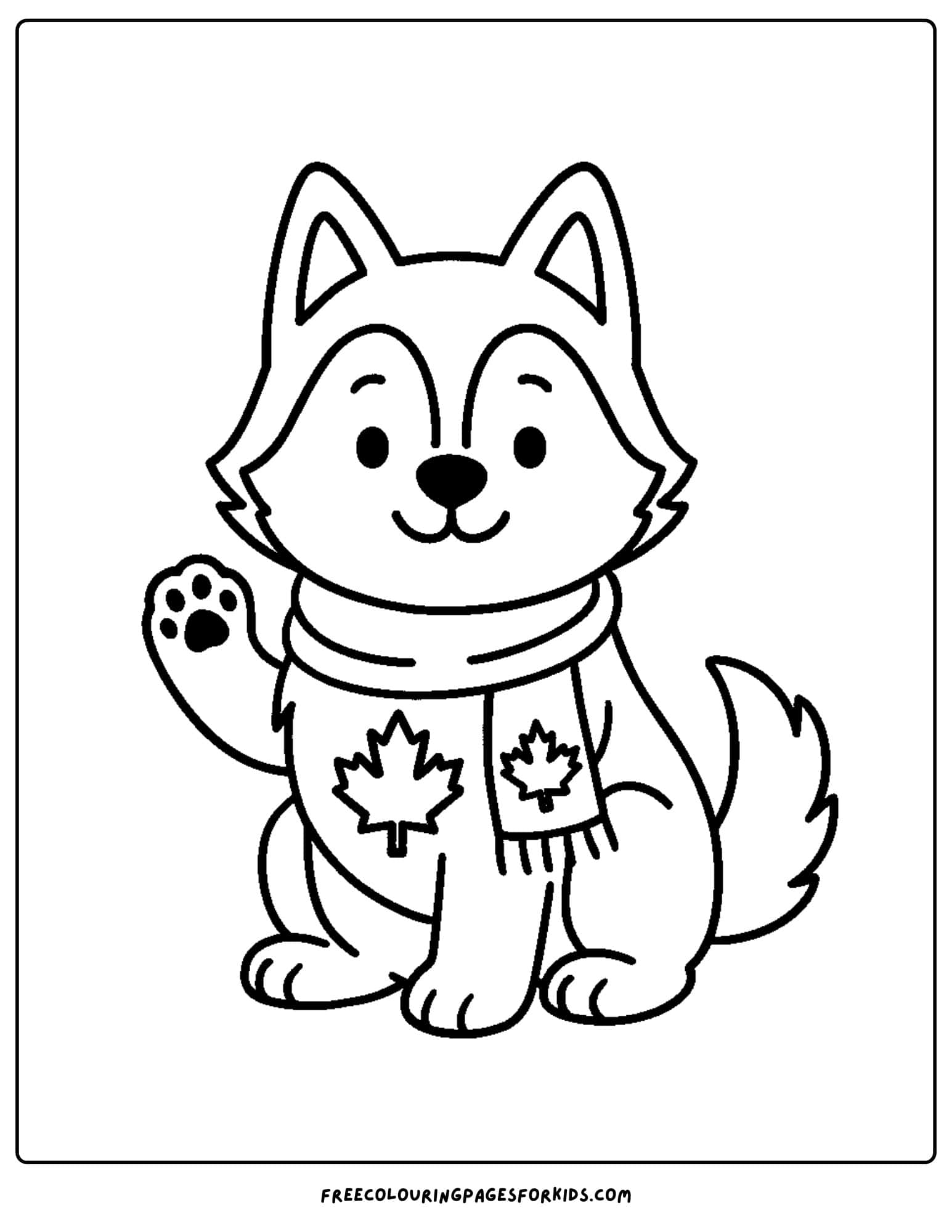 a husky wearing a scarf