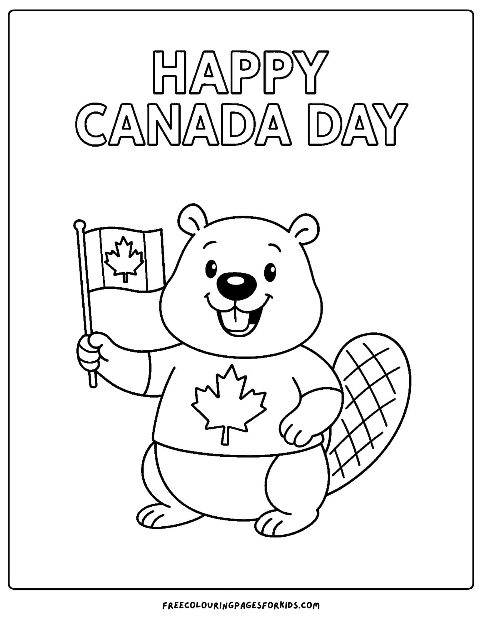 a beaver waving a flag for canada day