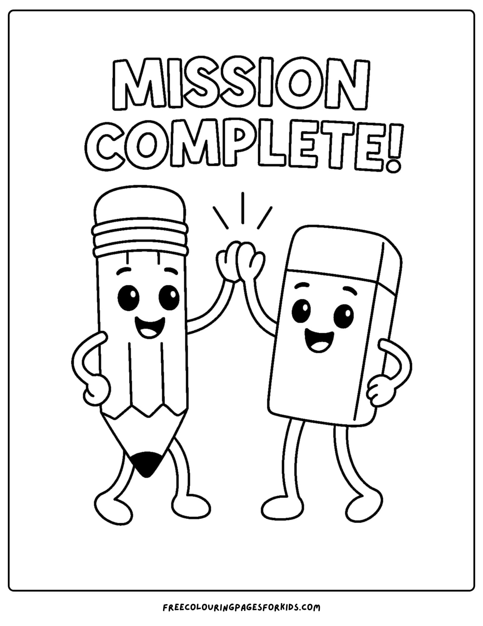 last day of school high five pencil and eraser