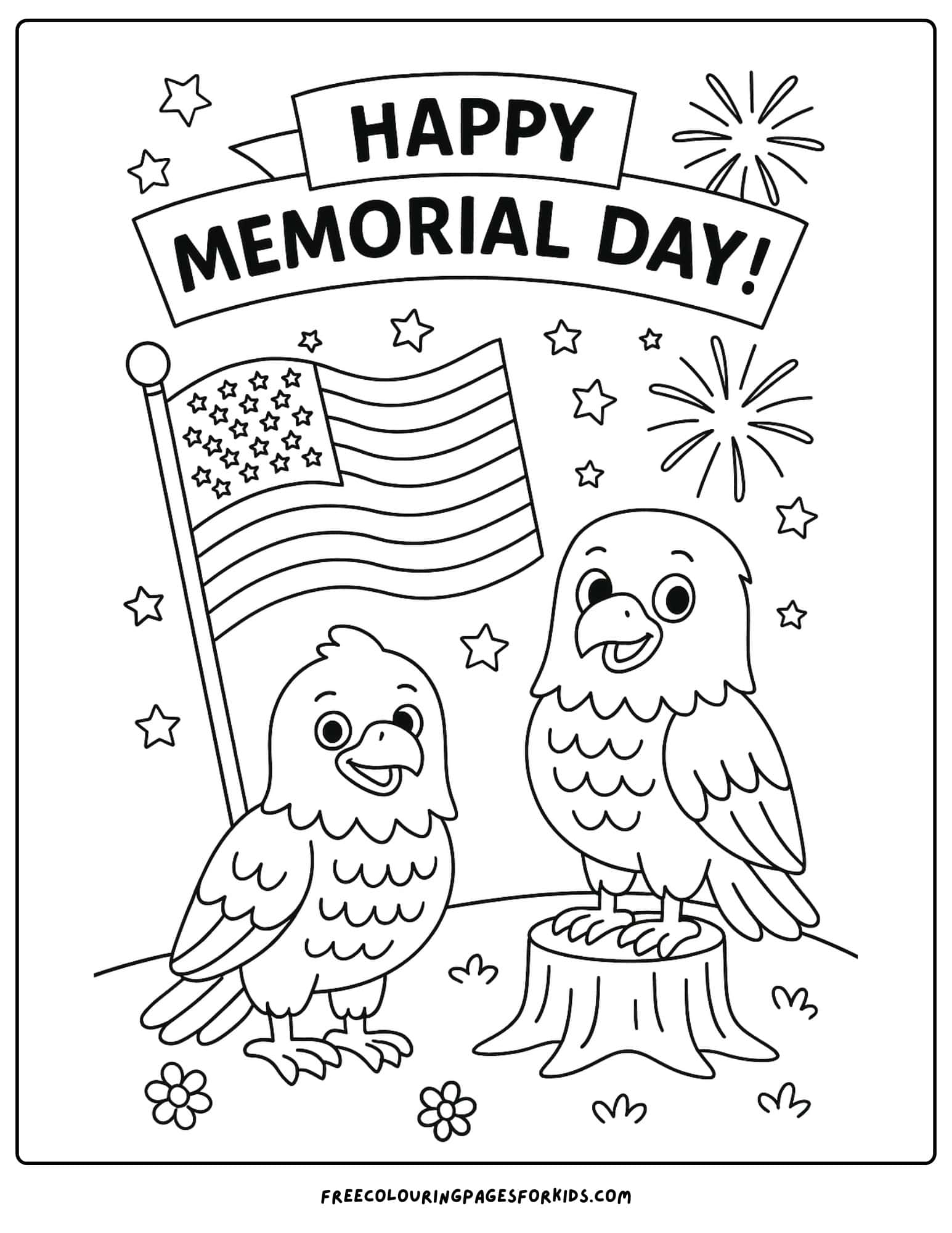 memorial day banner and bald eagles