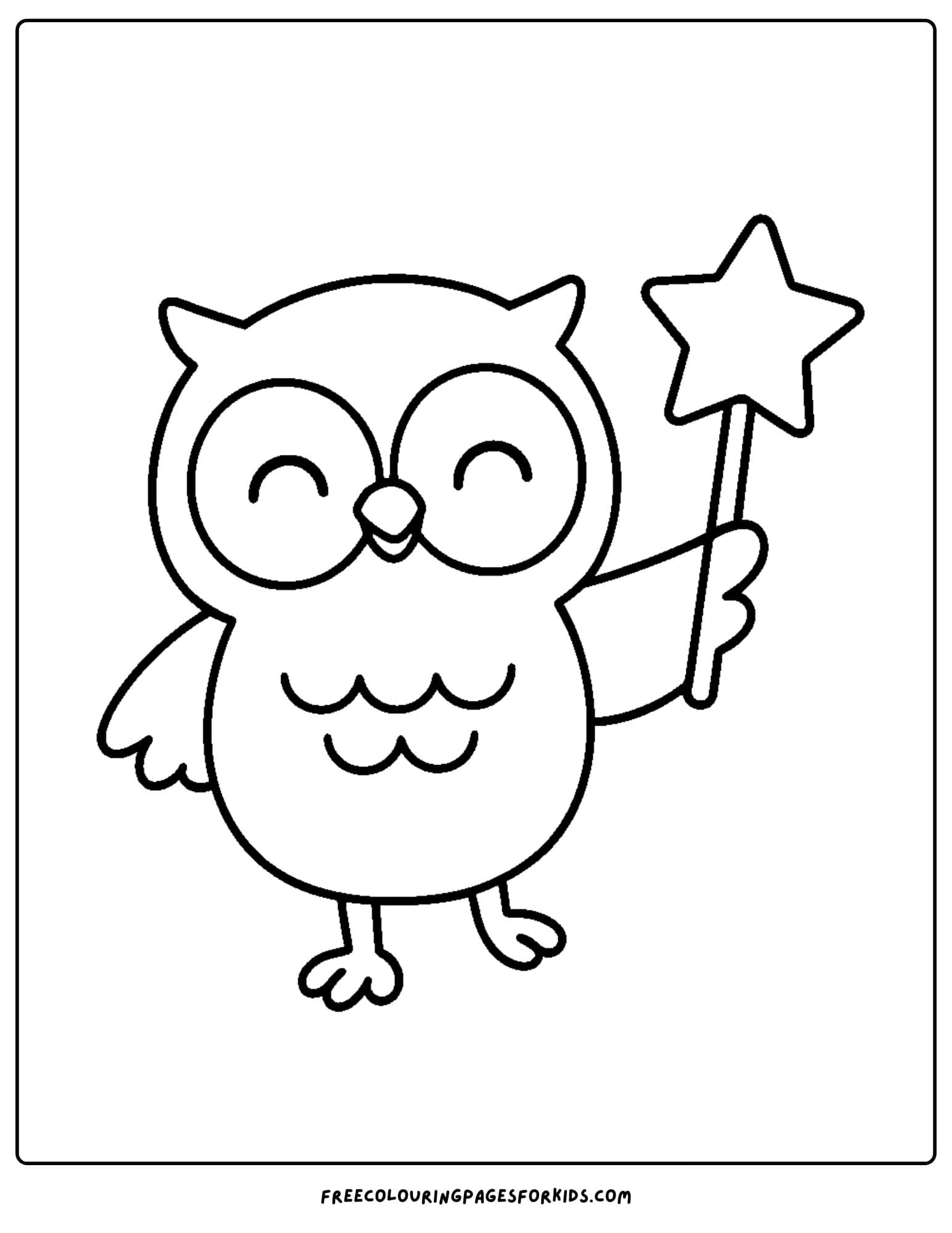 an owl with a star wand
