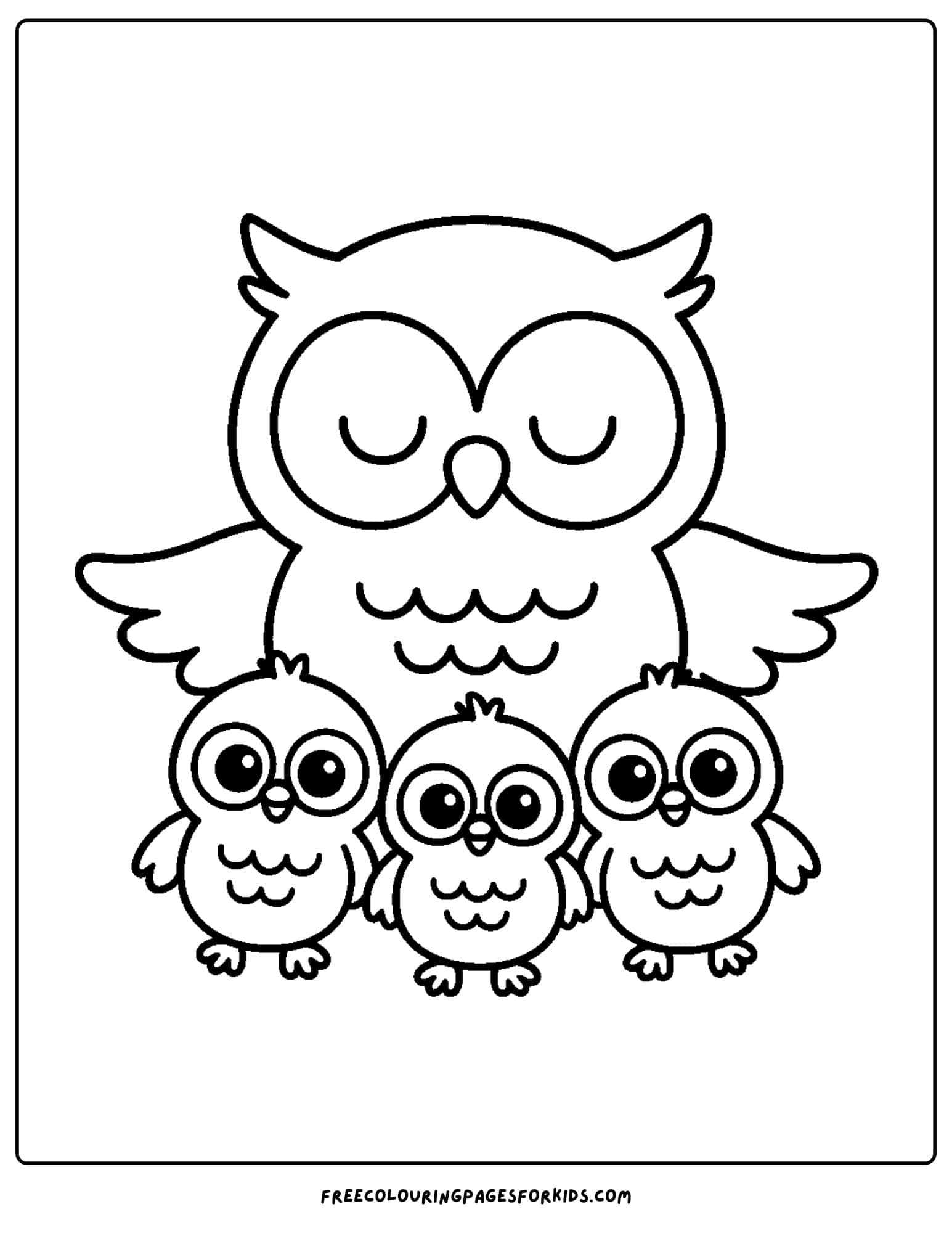 an owl with babies