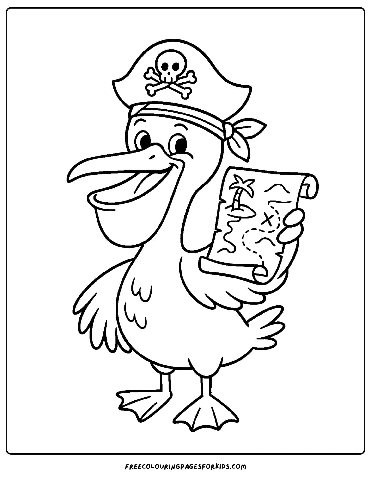 a pelican dressed up as a pirate