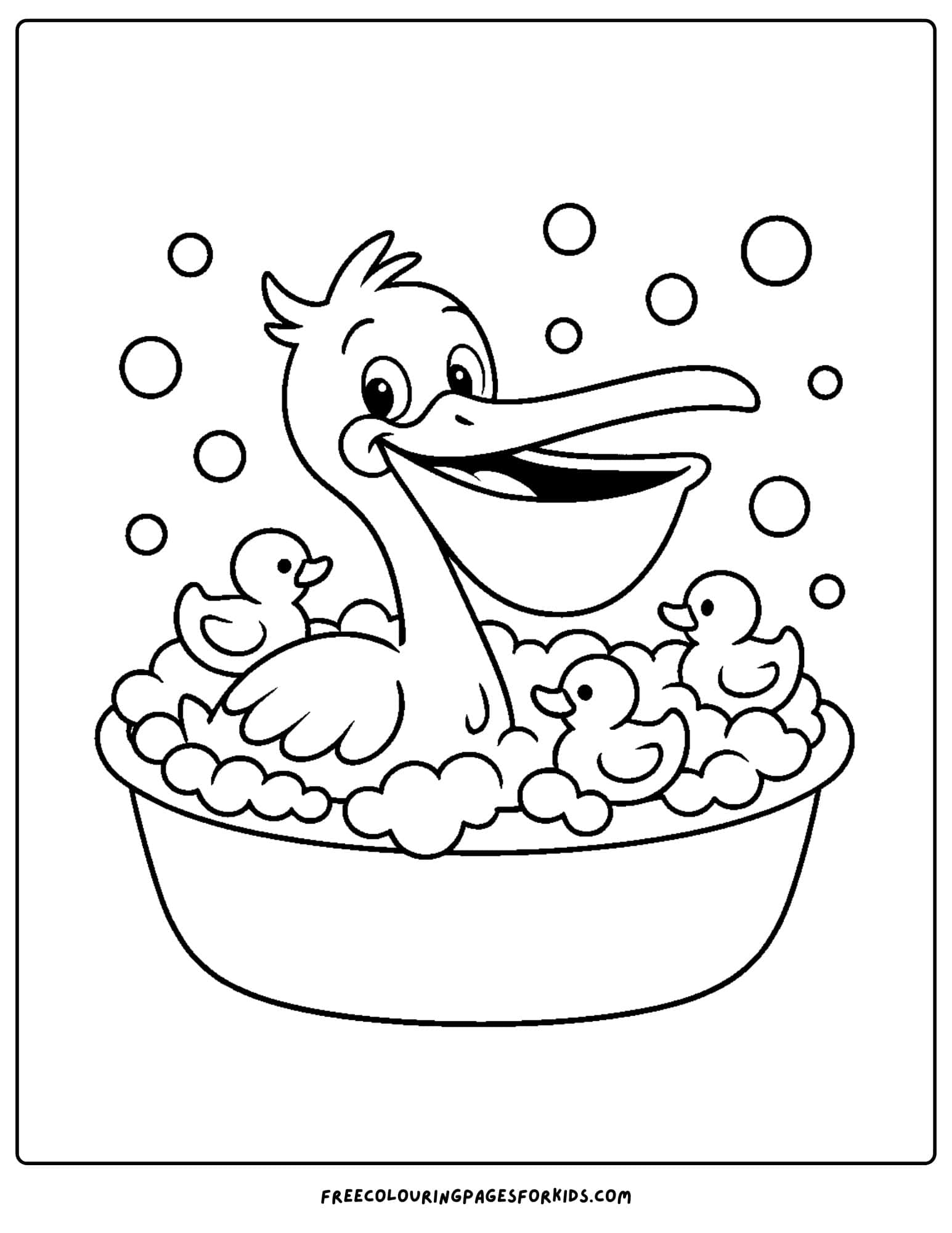 a pelican taking a bubble bath