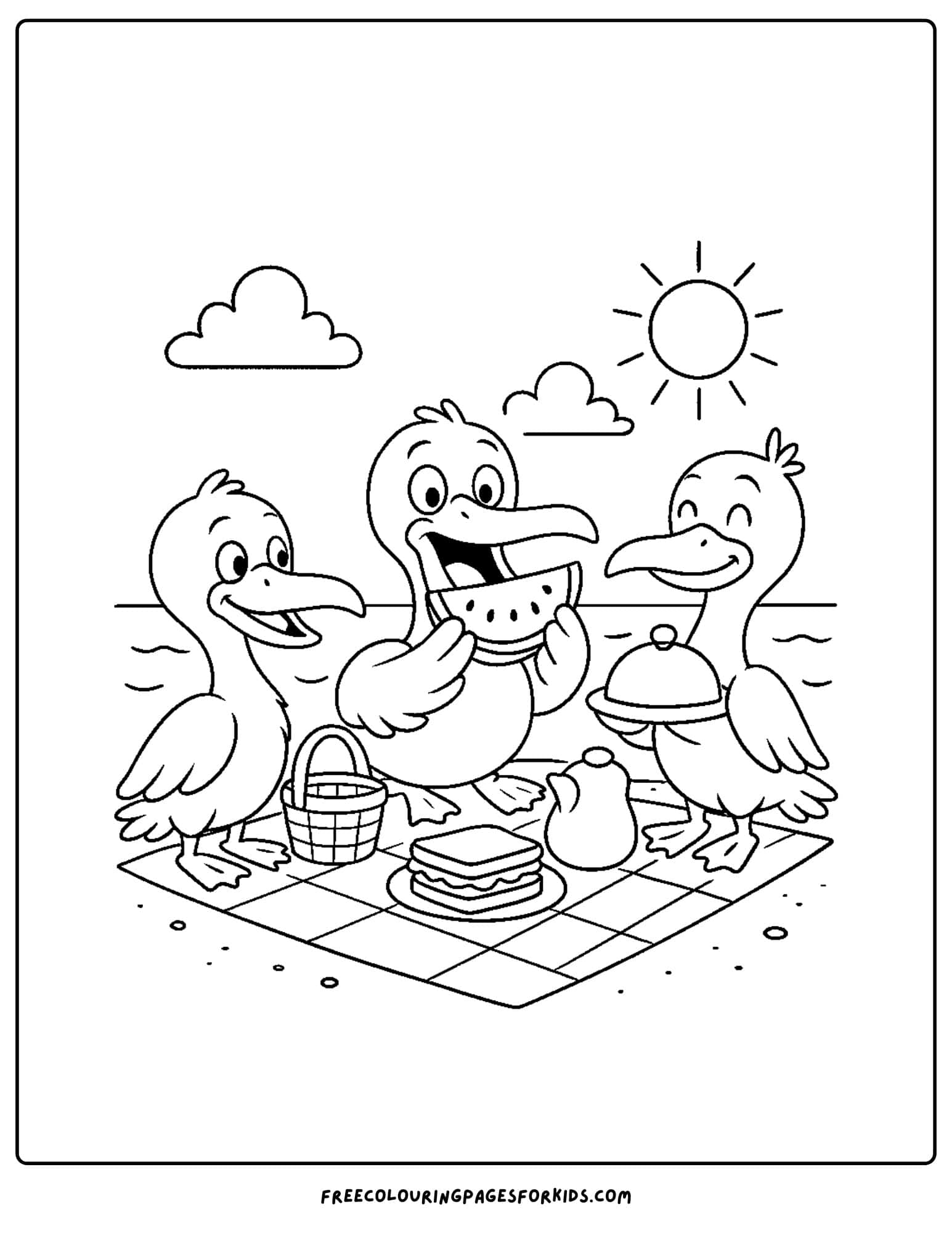 pelicans having a picnic