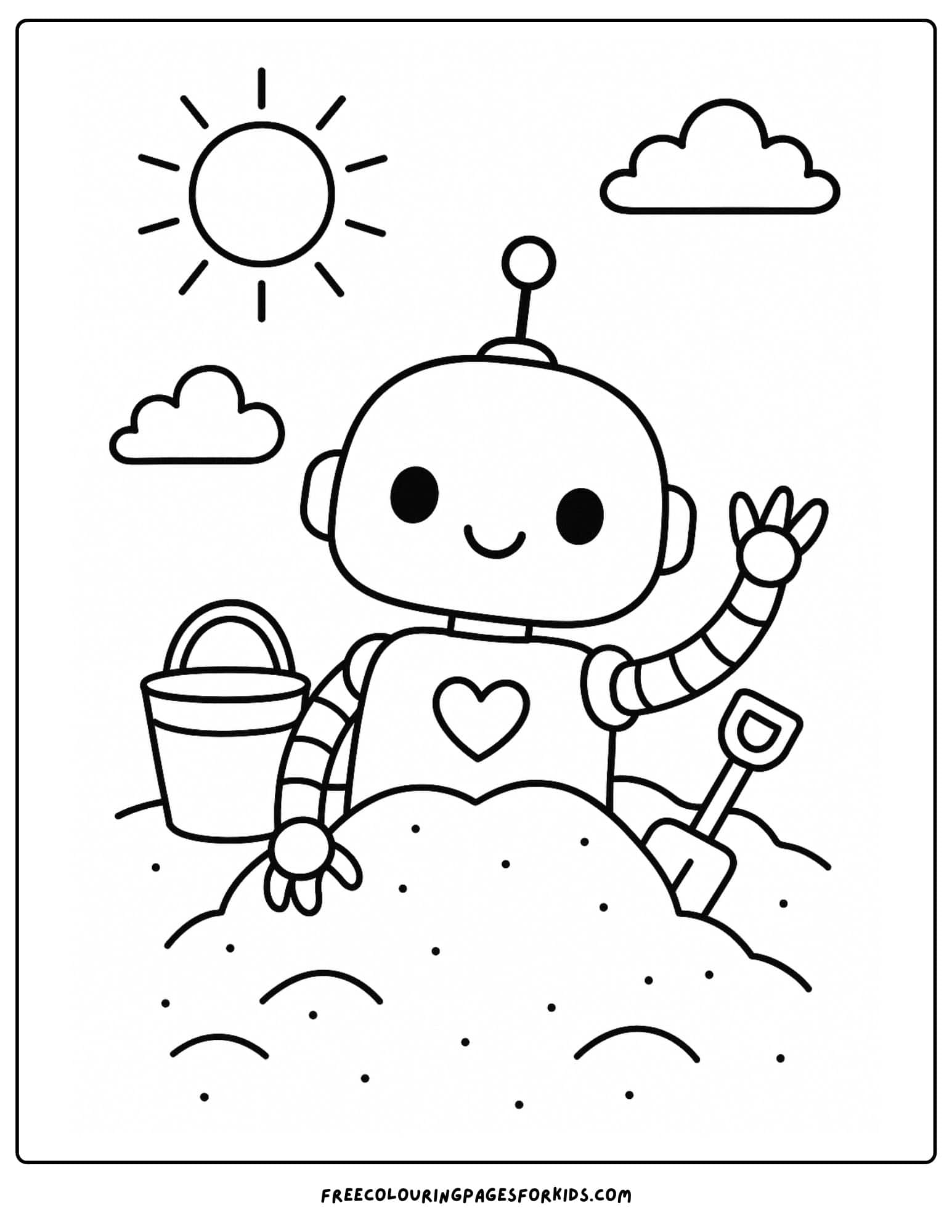 a robot burried in the sand