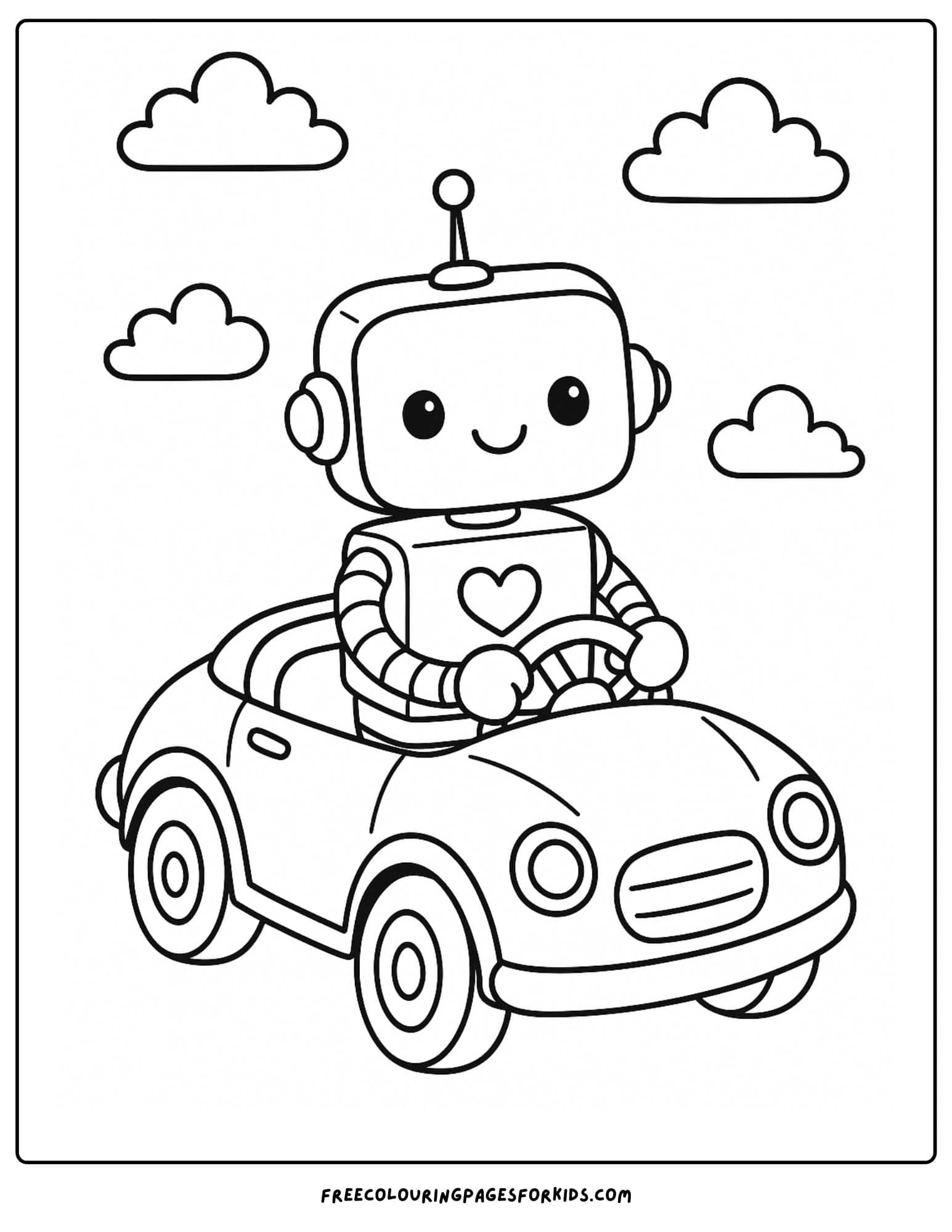 a robot driving a car
