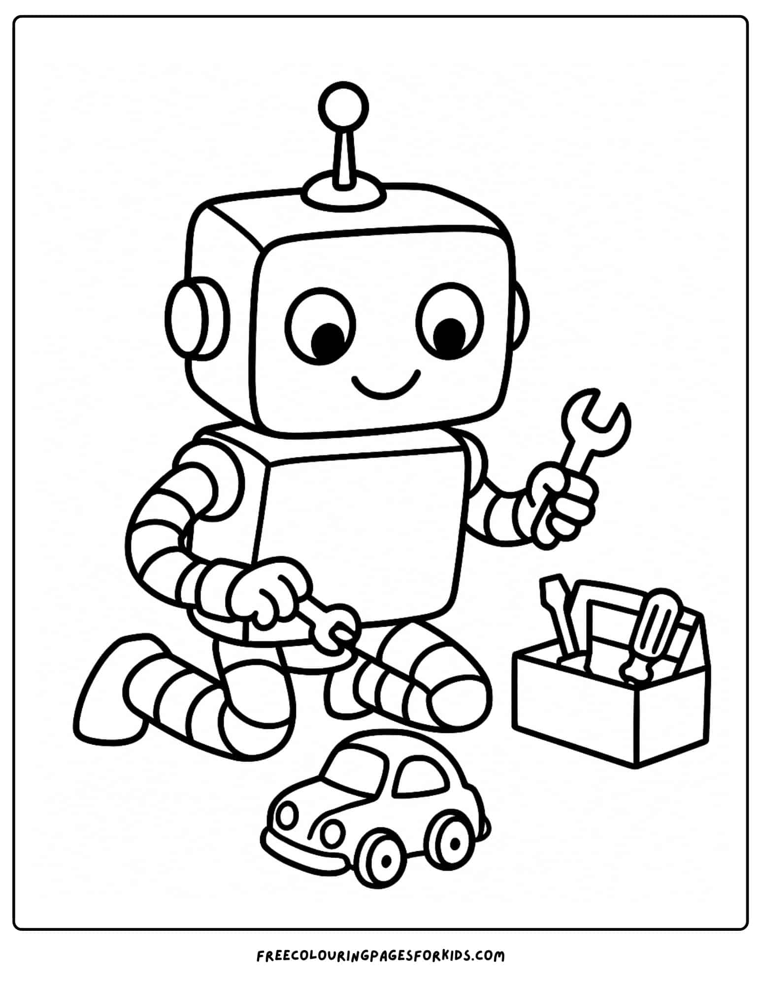 a robot fixing a toy