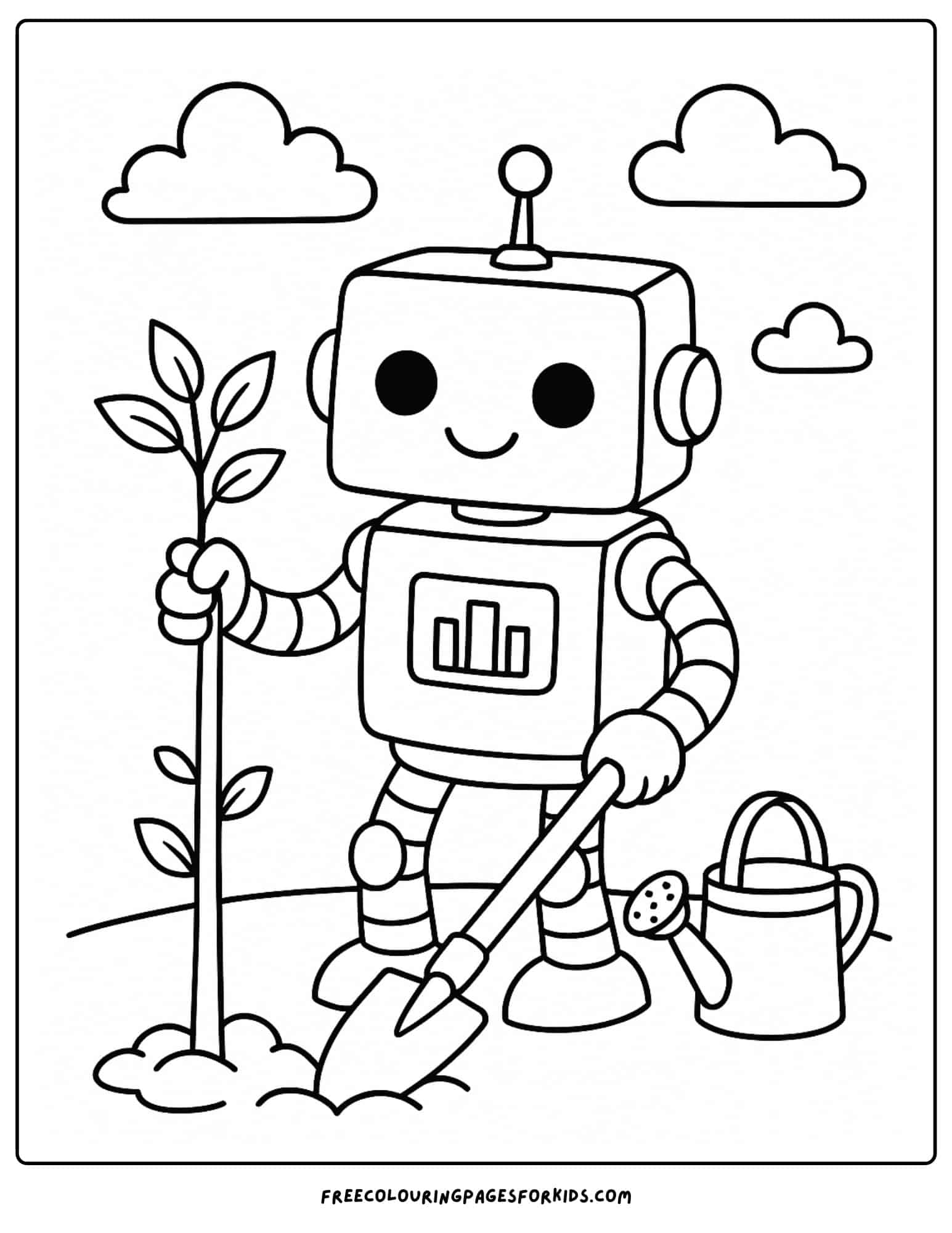 a robot planting a tree