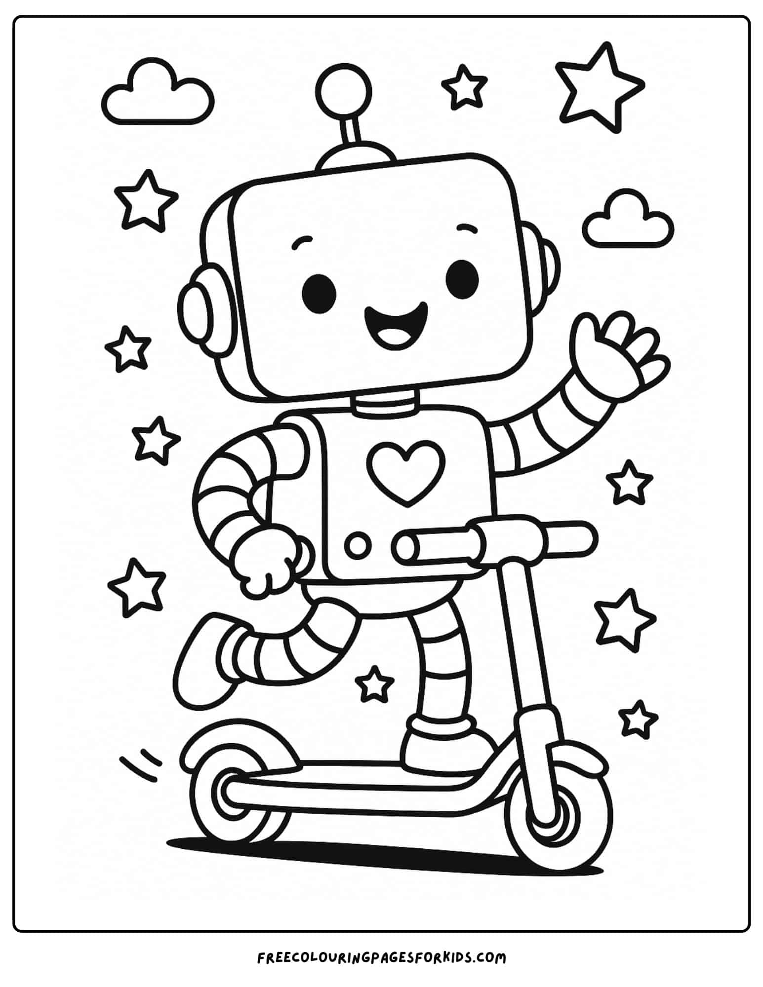 a robot on a scooter