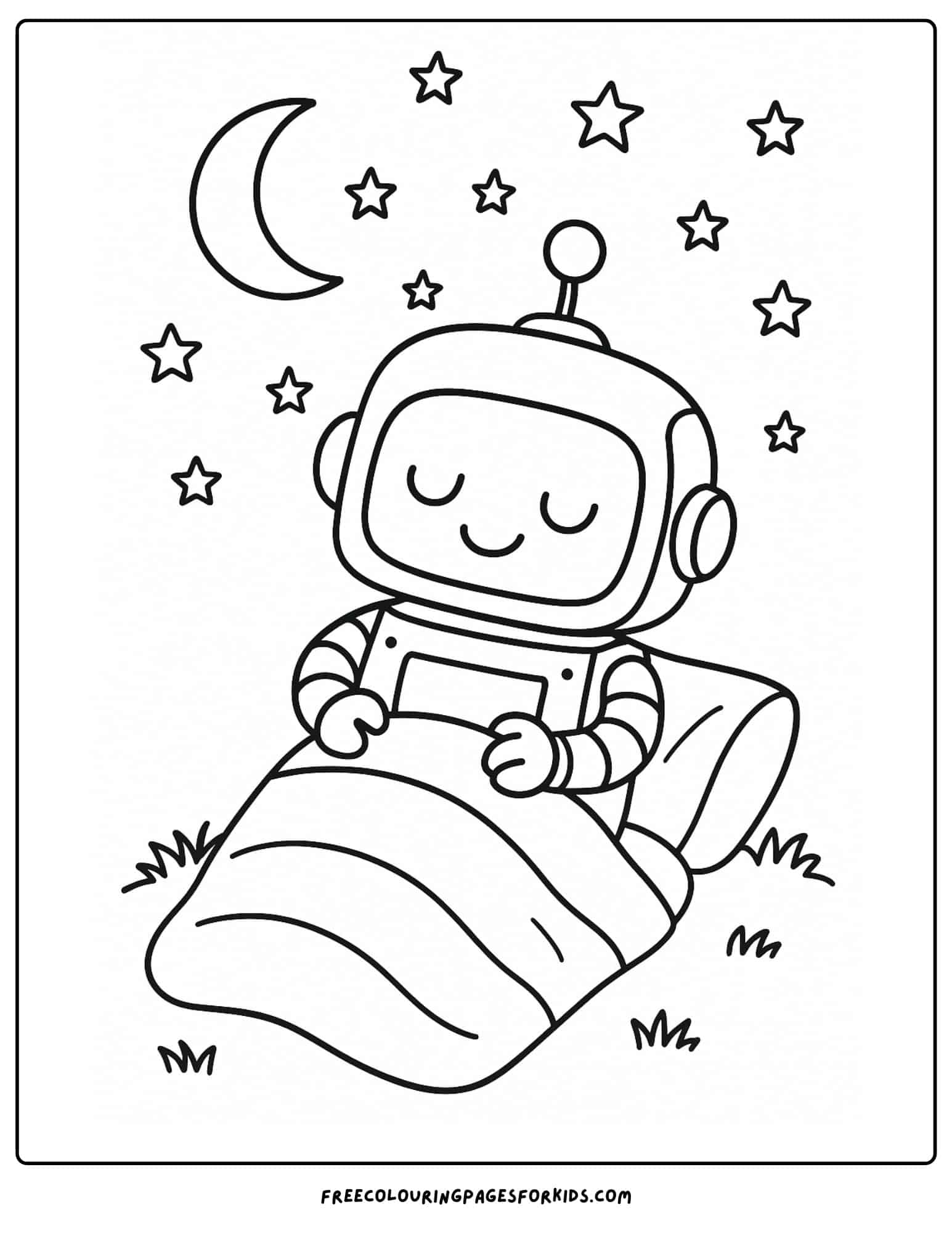 a robot sleeping under the stars