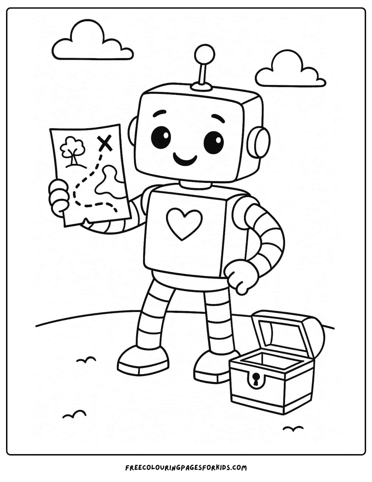 a robot with a treasure map