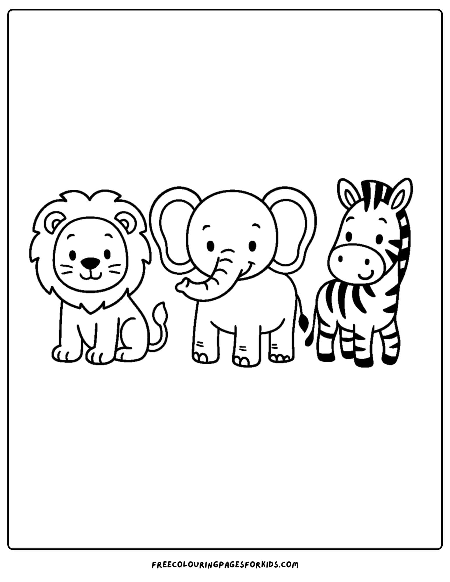 a lion, elephant and zebra together