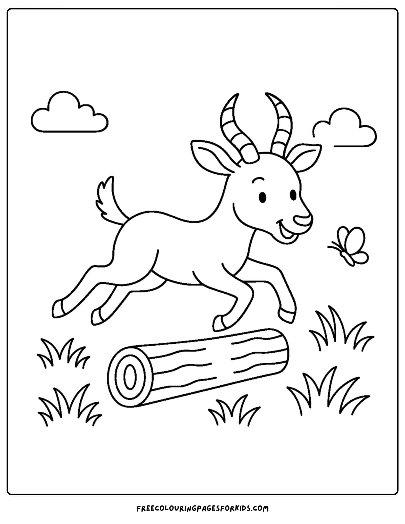 an antelope jumping over a log