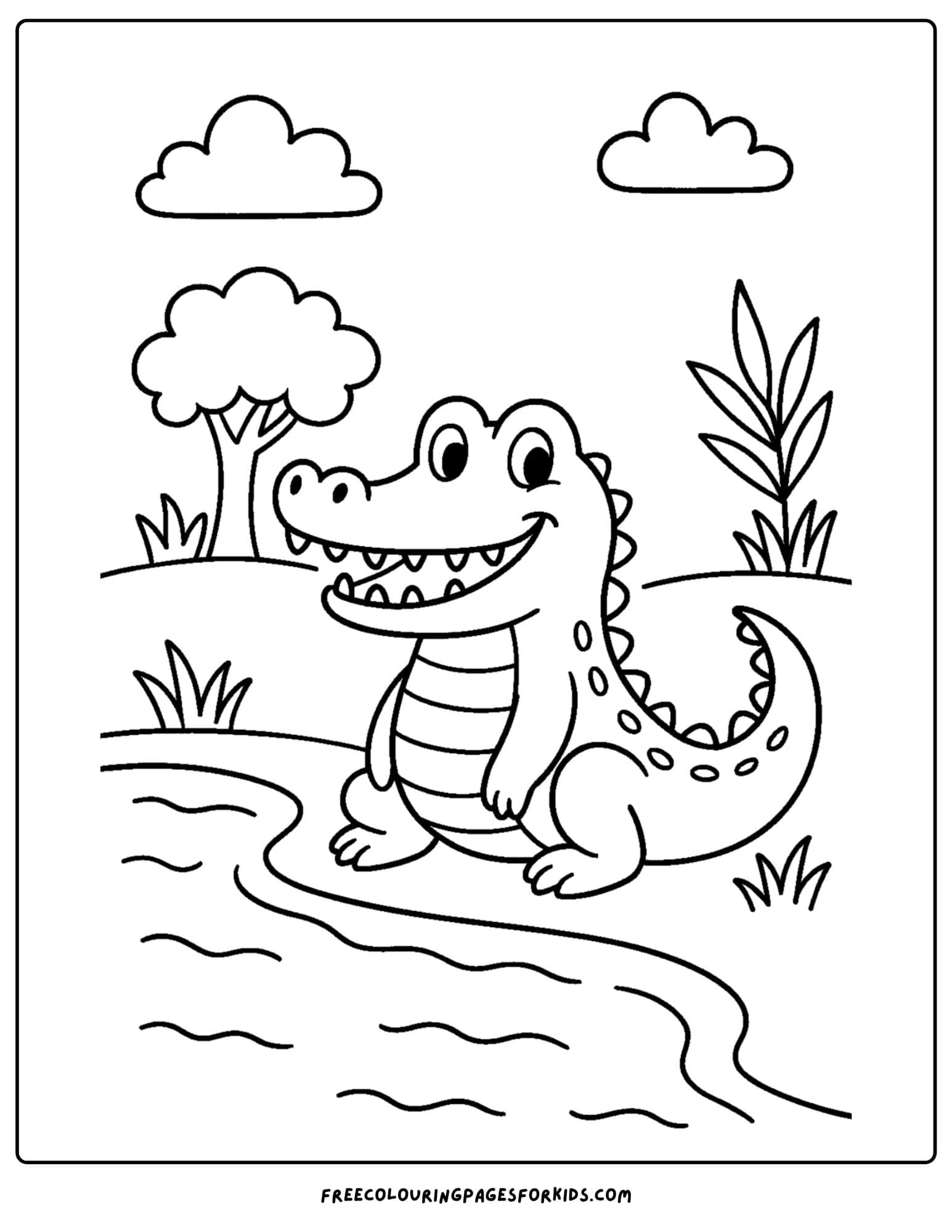 a crocodile by the river