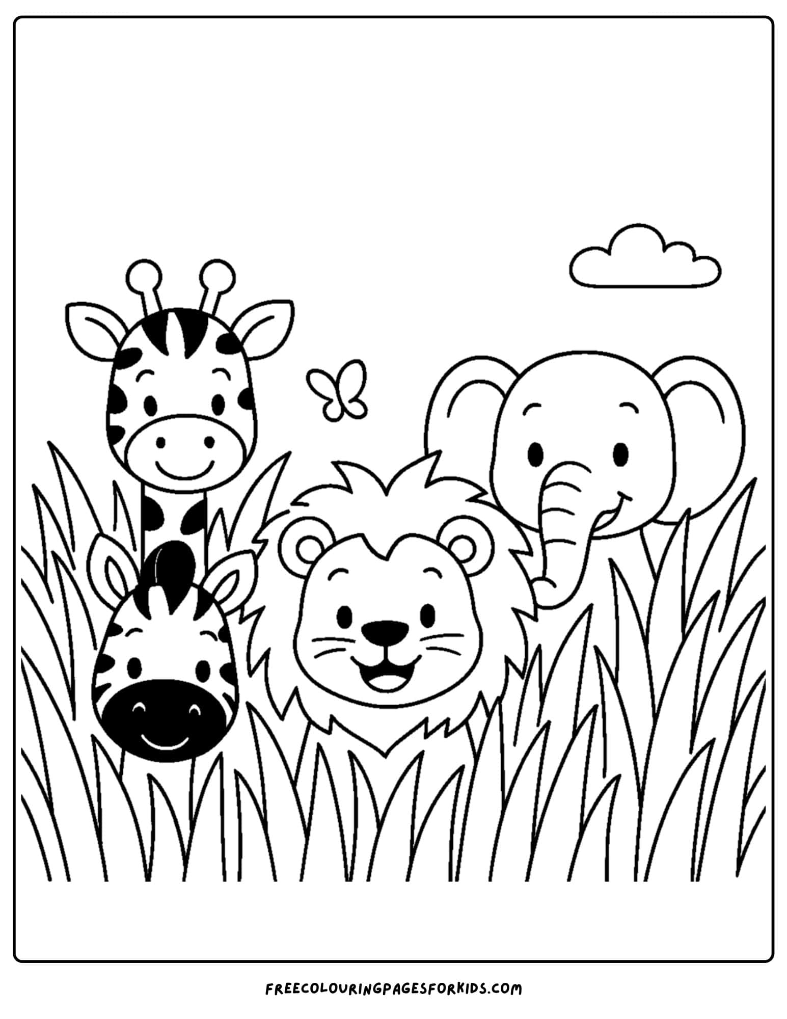 safari animals hiding in the grass