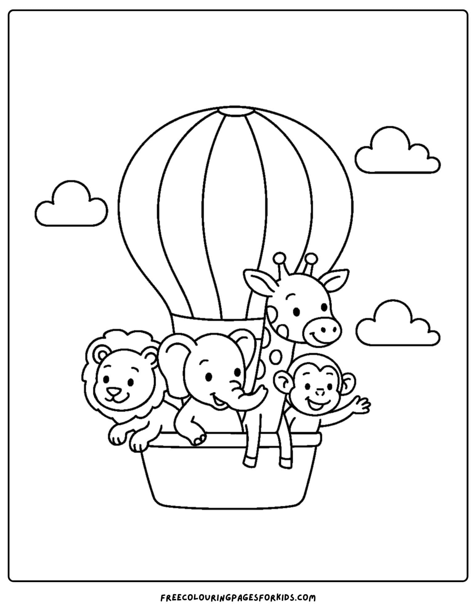 safari animals in a hot air balloon