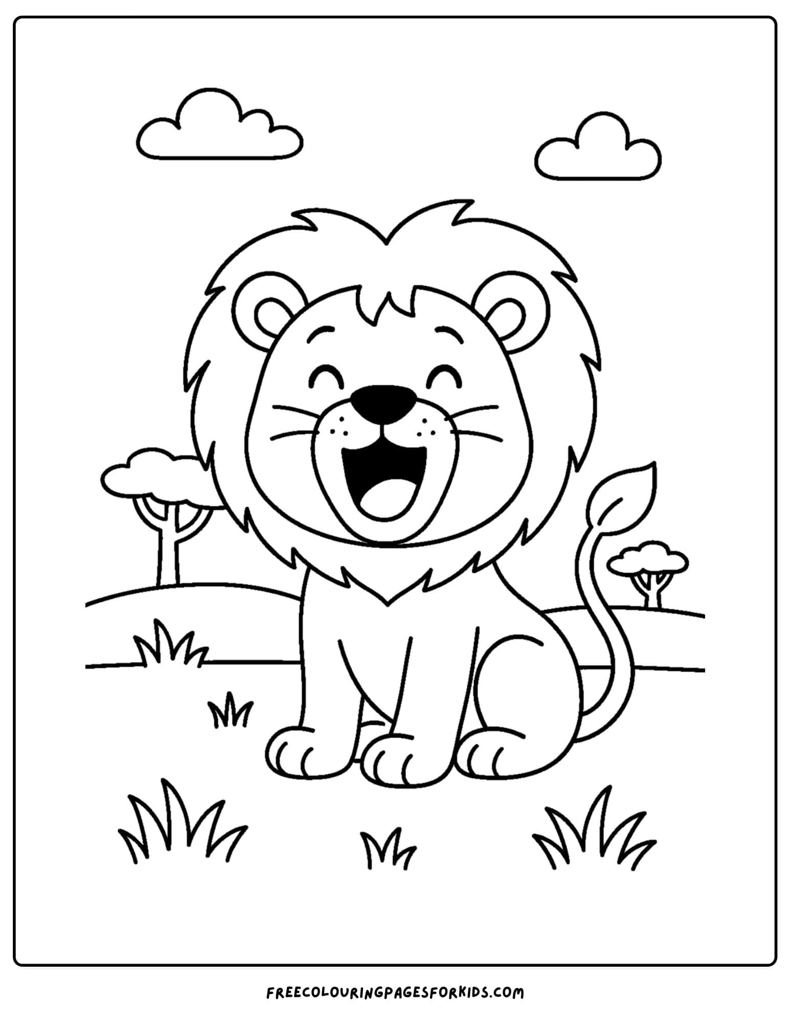 a lion smiling