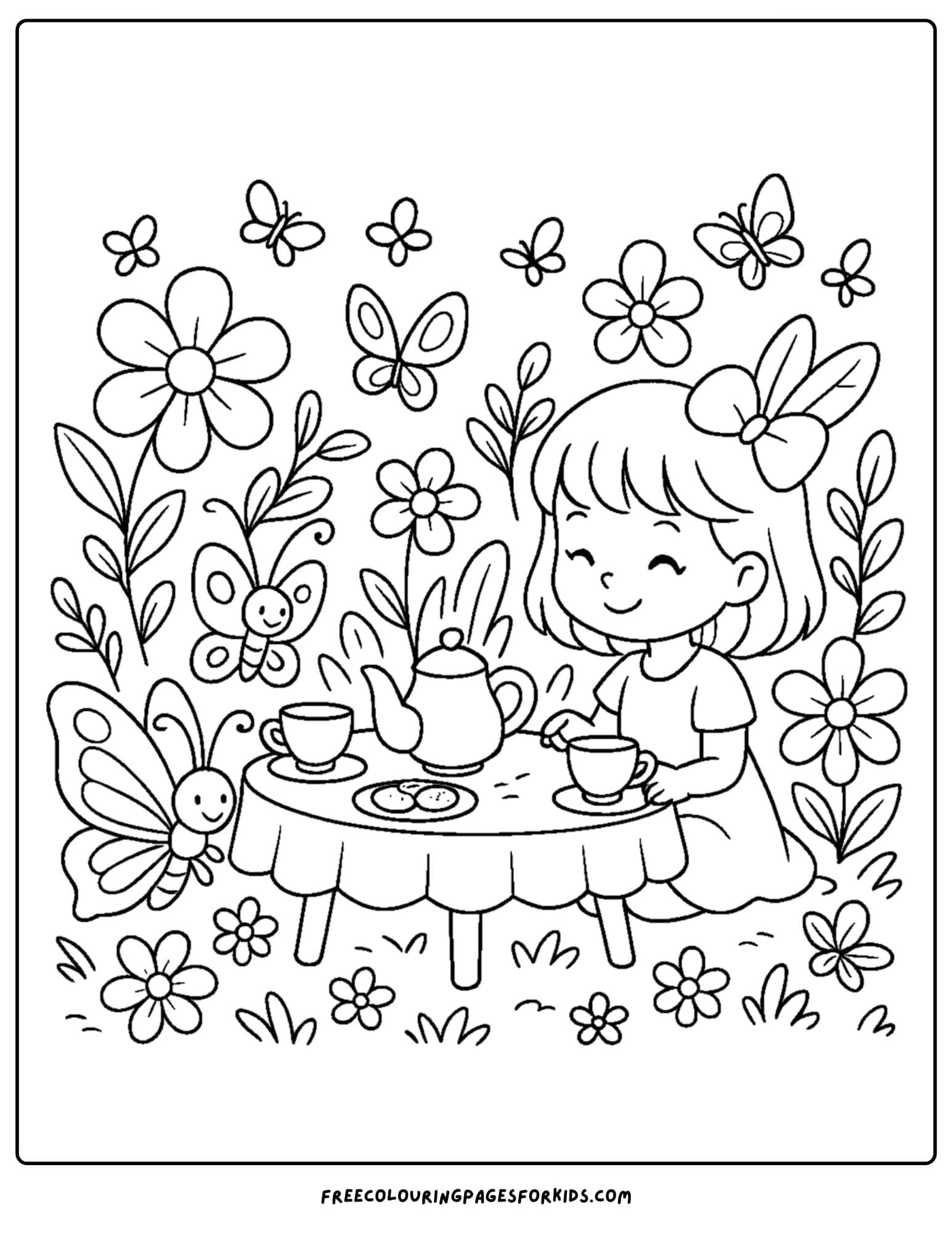 a garden tea party with butterflies
