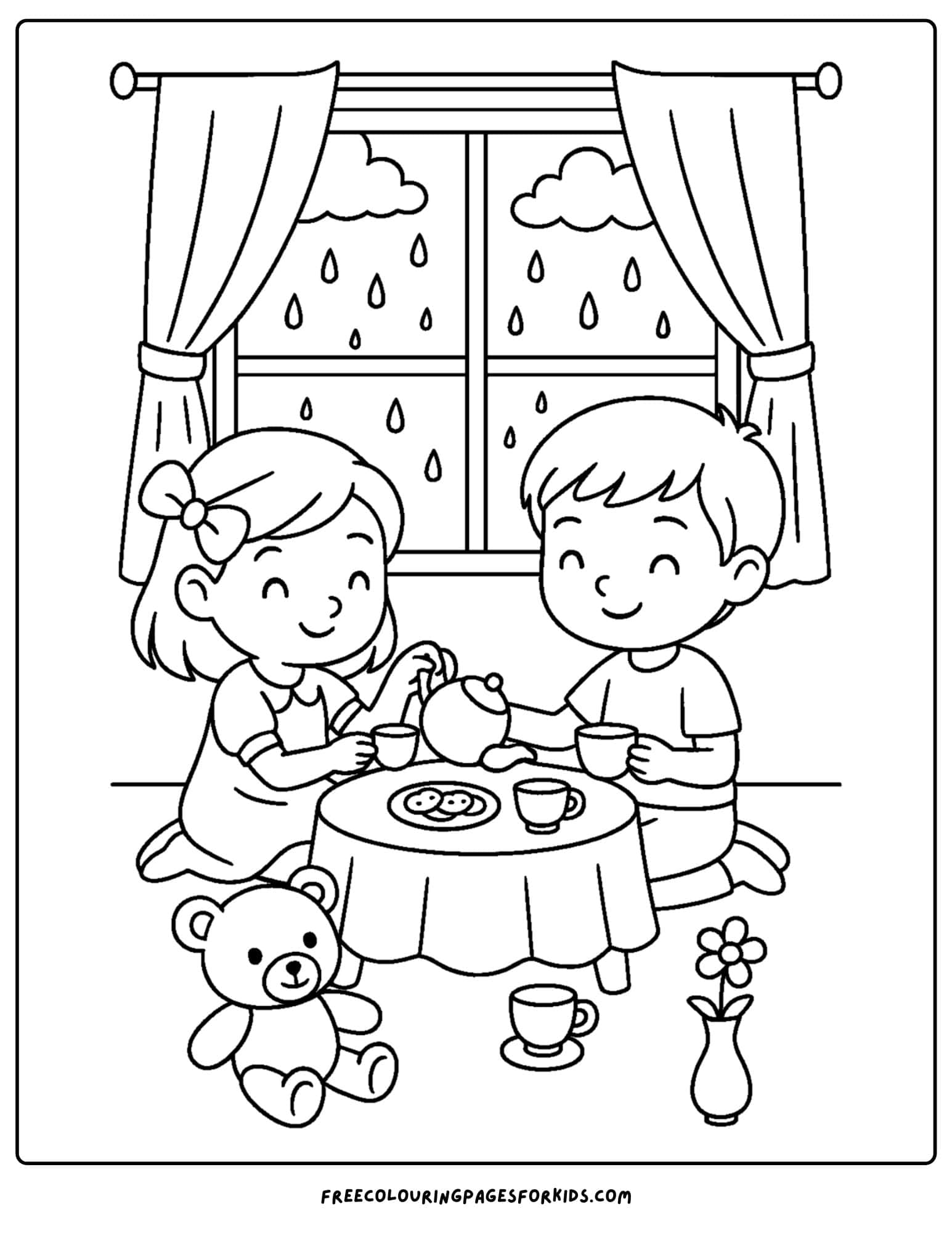 a tea party on a rainy day