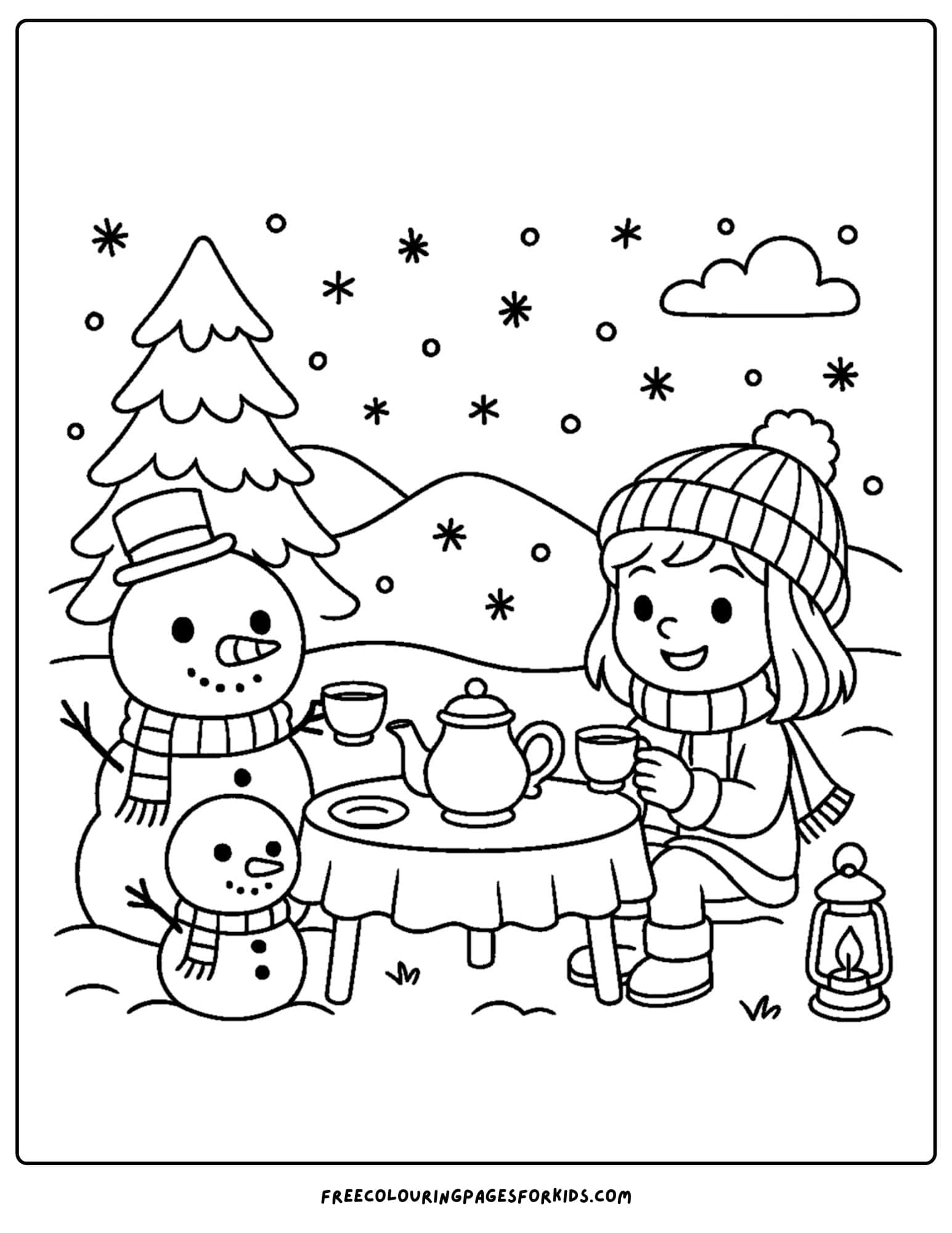 a snowy tea party