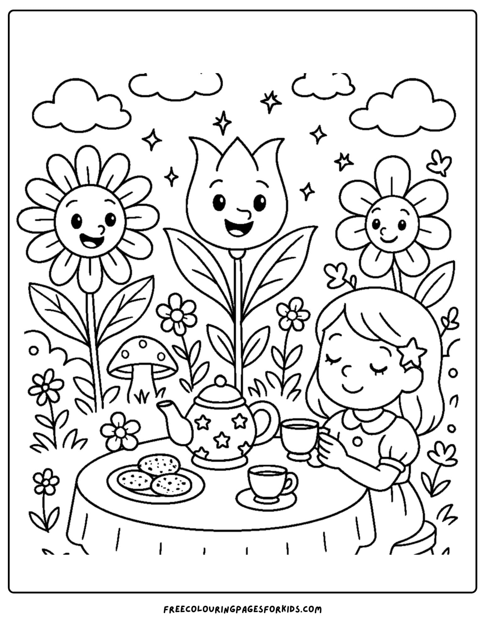 a tea party with garden flowers