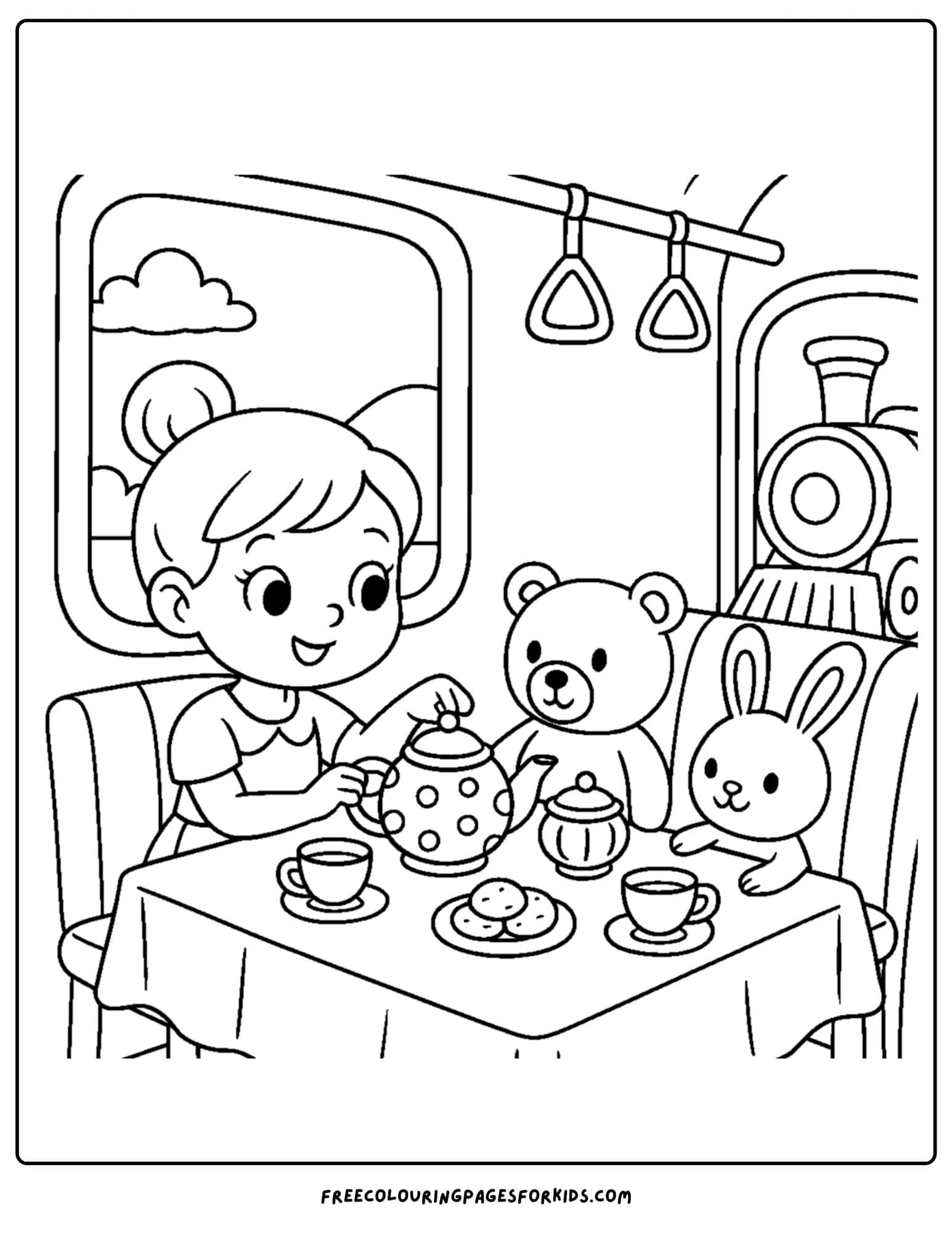 having a tea party on a train