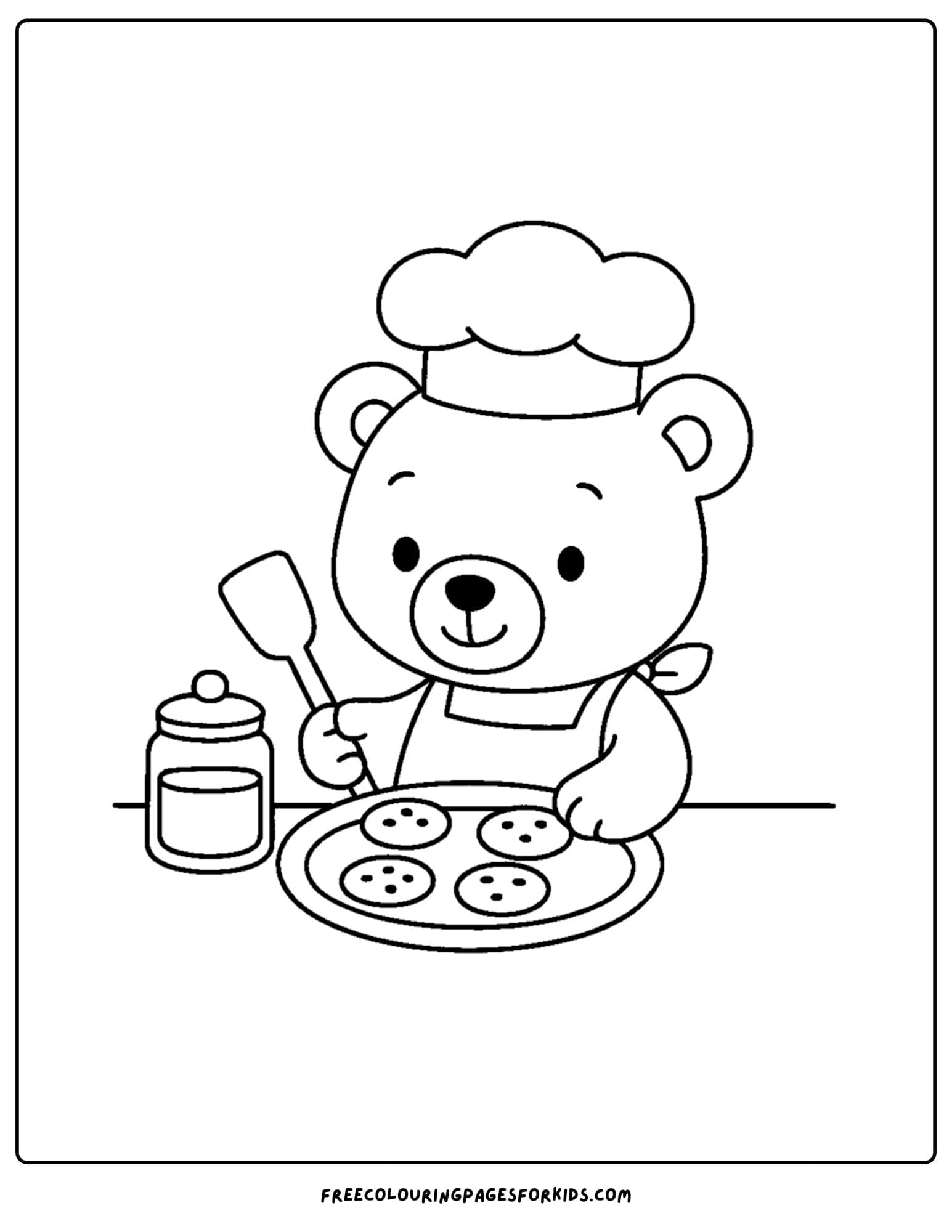 a teddy bear baking cookies