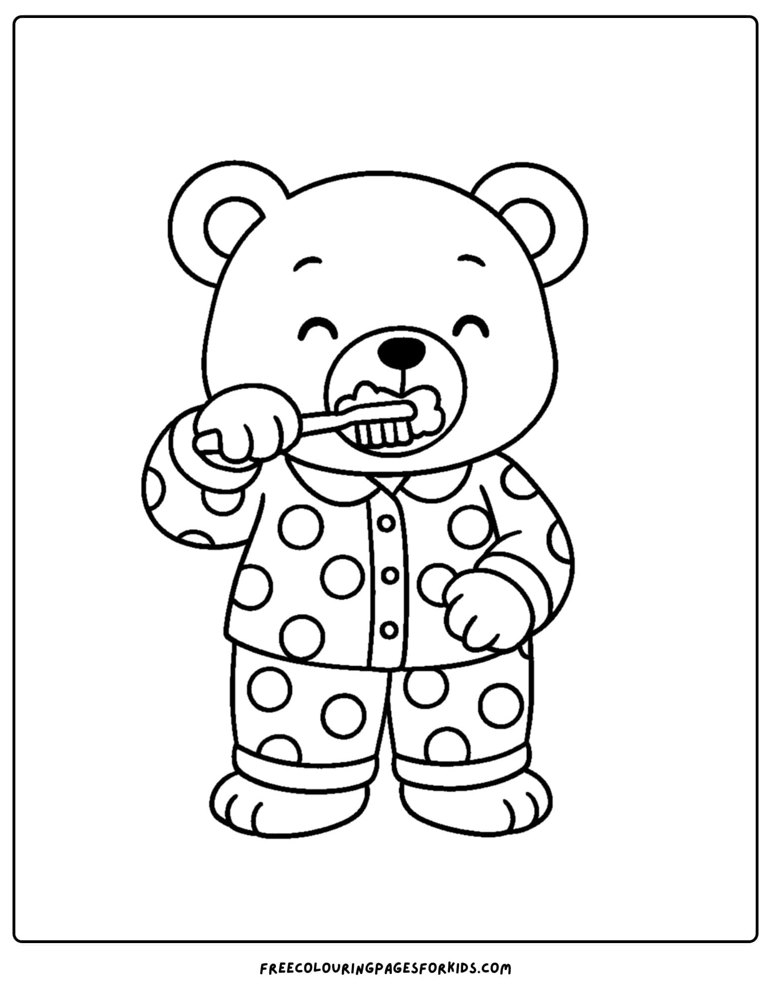 a teddy bear brushing his teeth