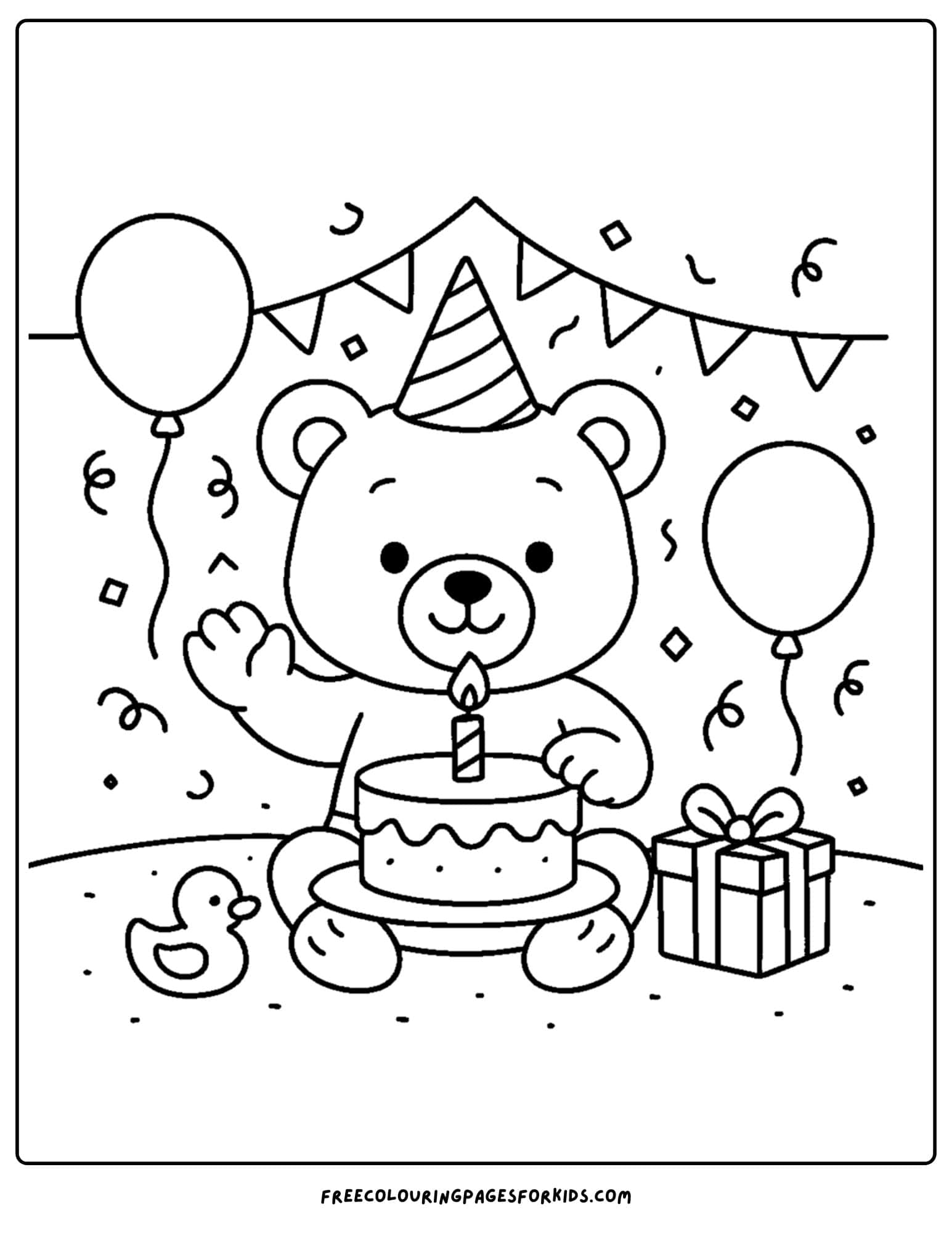 a teddy bear celebrating a birthday party