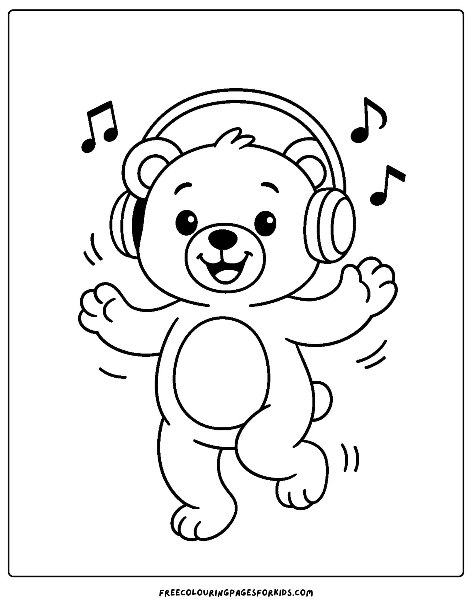 a teddy bear listening to music and dancing