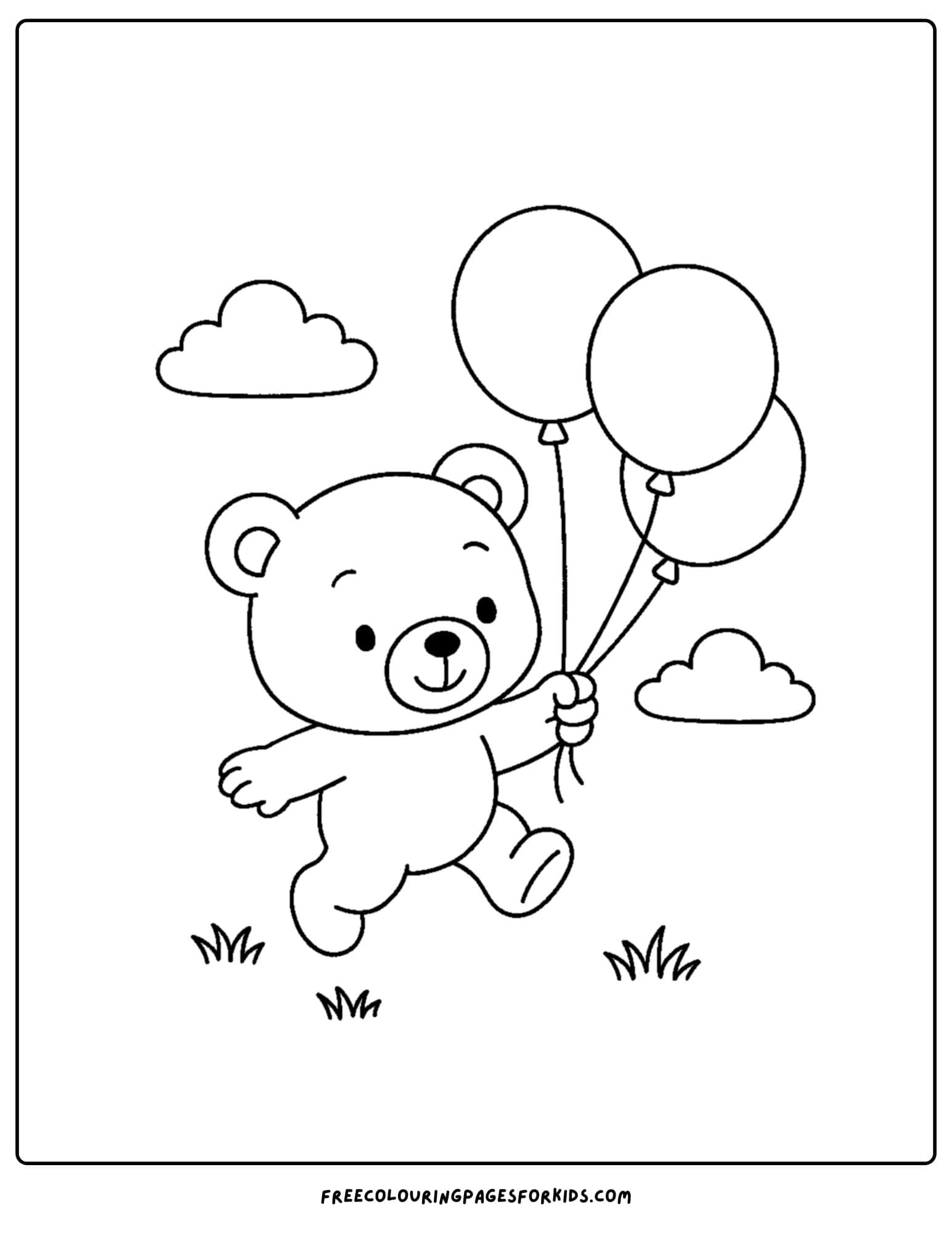 a teddy bear holding balloons