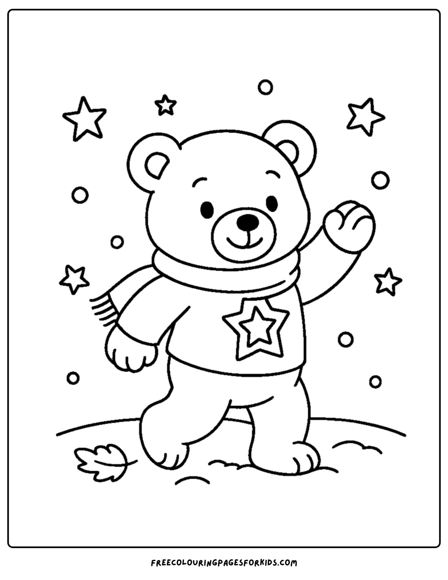 a teddy bear wearing a scarf in the snow