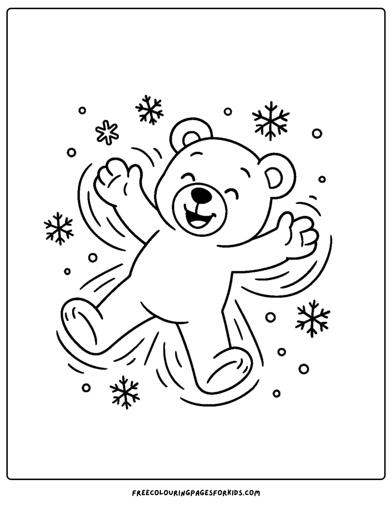 a teddy bear making a snow angel