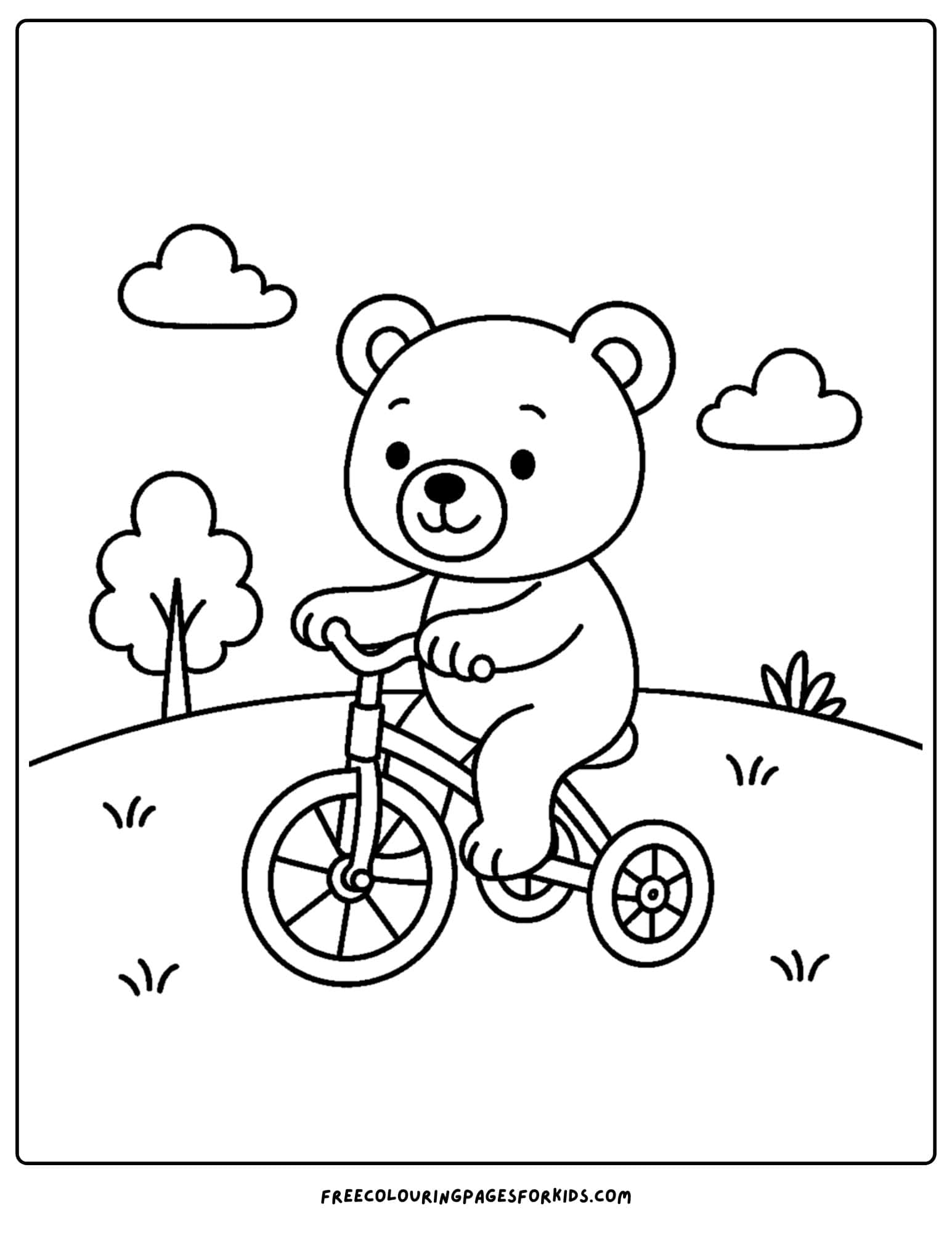 a teddy bear riding a tricycle