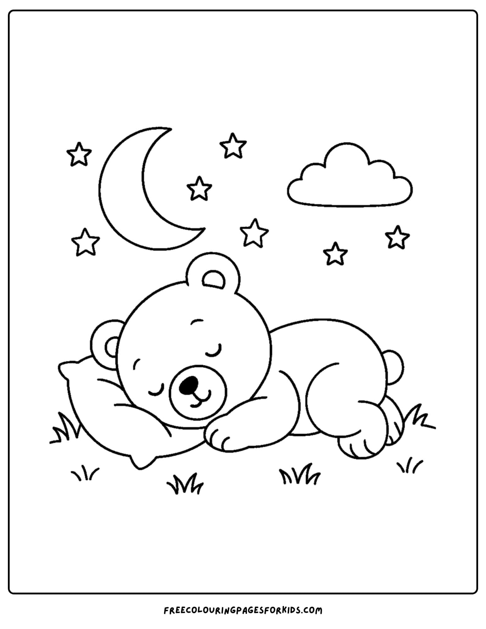 a teddy bear sleeping under the stars