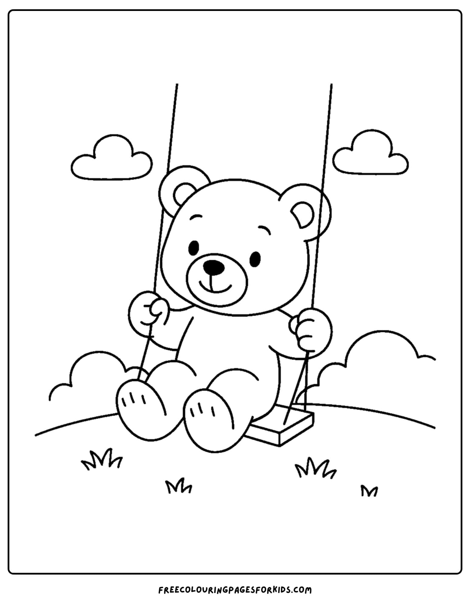 a teddy bear on a swing