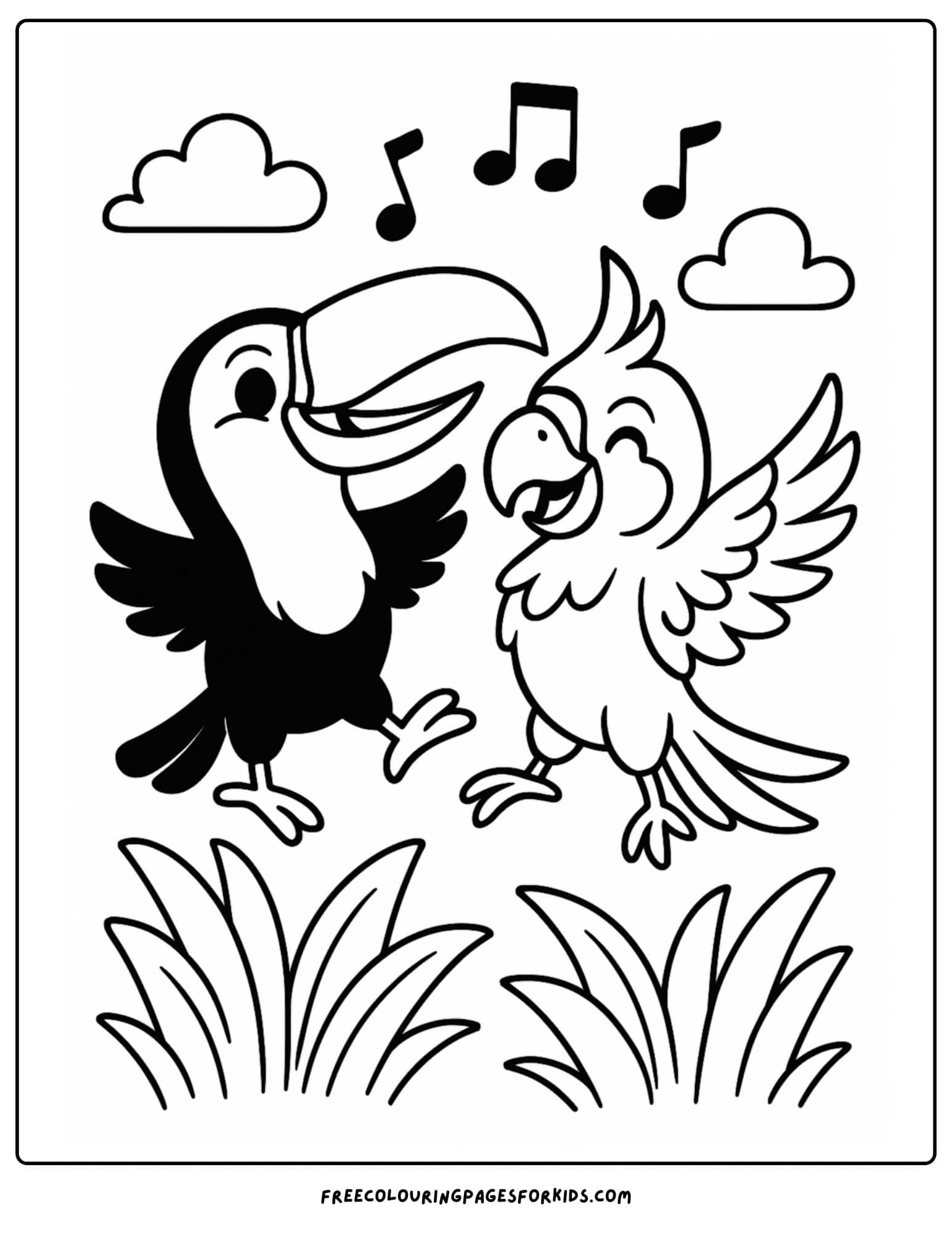 a toucan and a parrot
