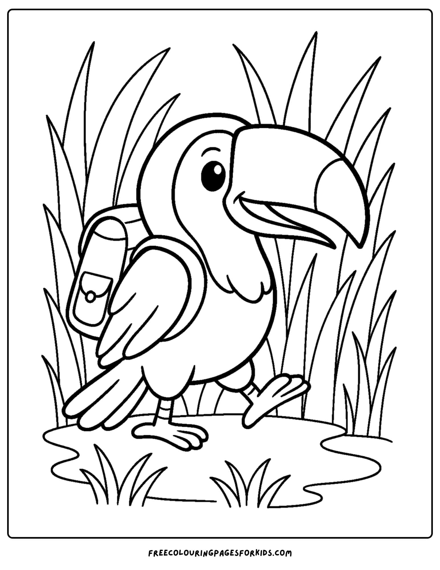 a toucan going to school in the jungle