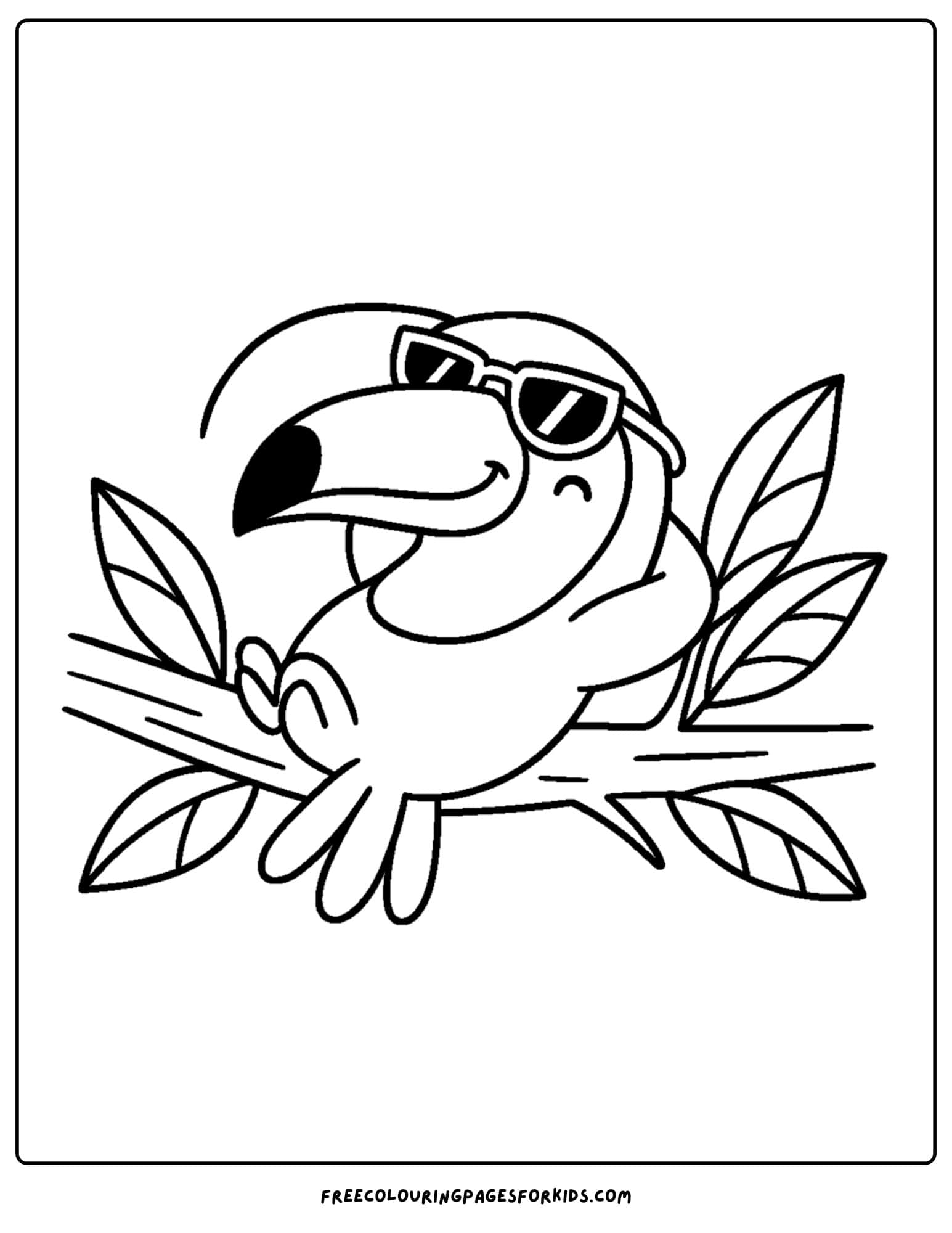 a toucan relaxing wearing sunglasses