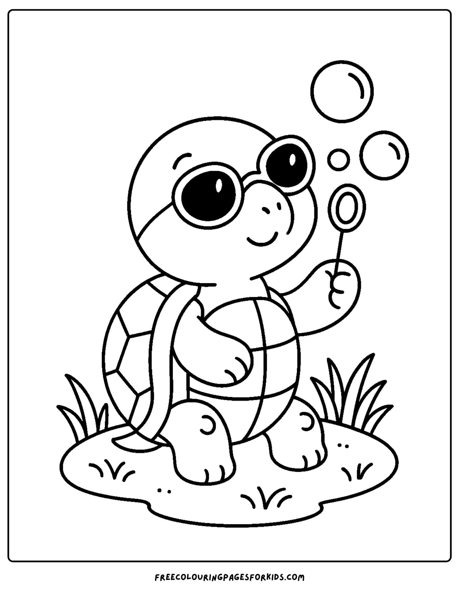 a turtle blowing bubbles