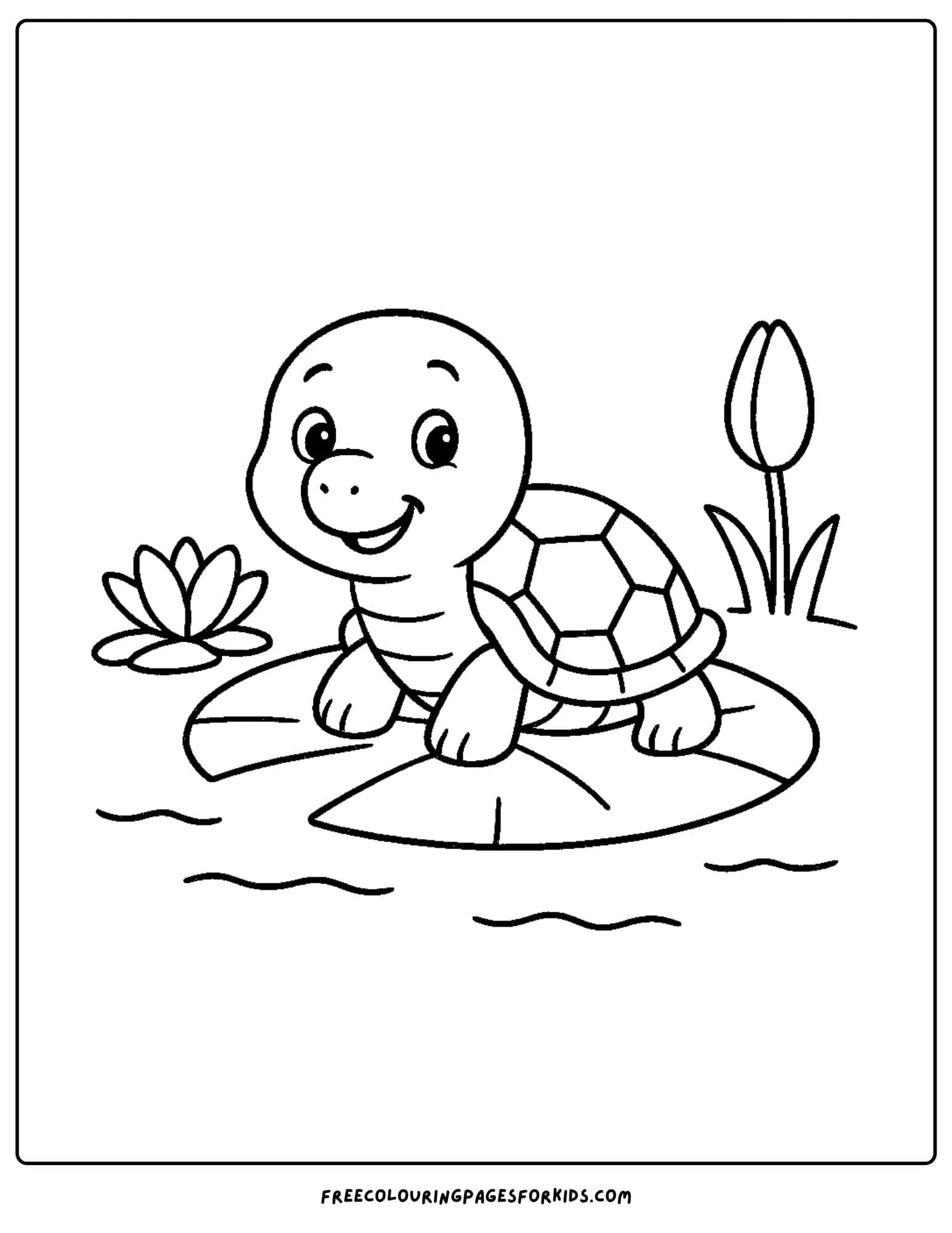 a turtle floating on a lilypad