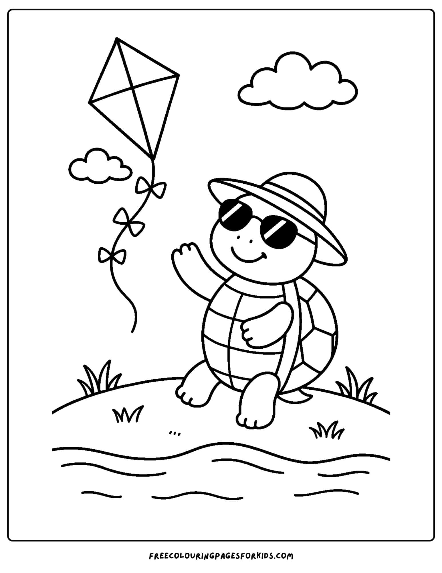 a turtle watching a kite fly away