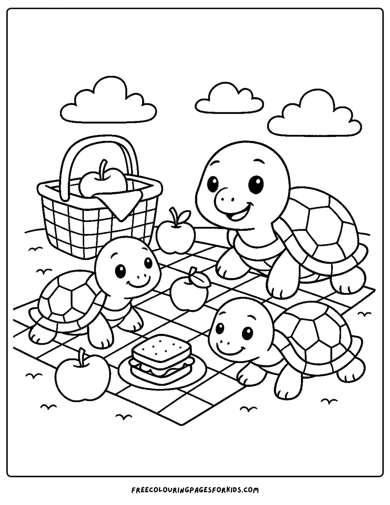 a turtle family picnic